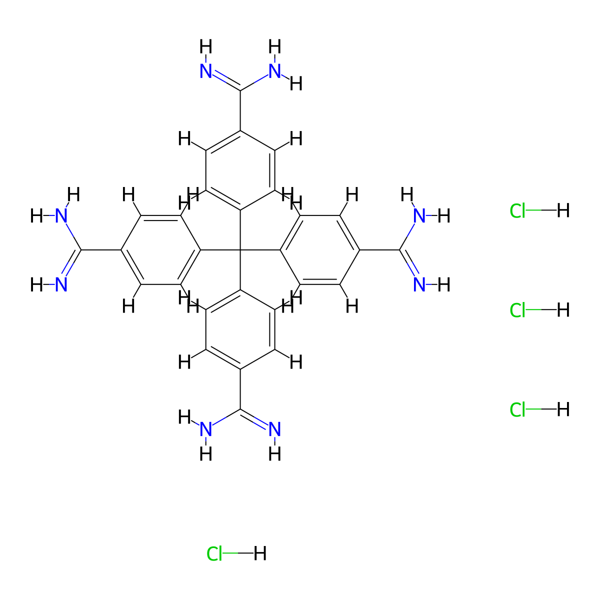 4,4',4'',4'''-Methanetetrayltetrabenzimidamide tetrahydrochloride molecular structure, CAS 2205867-69-0