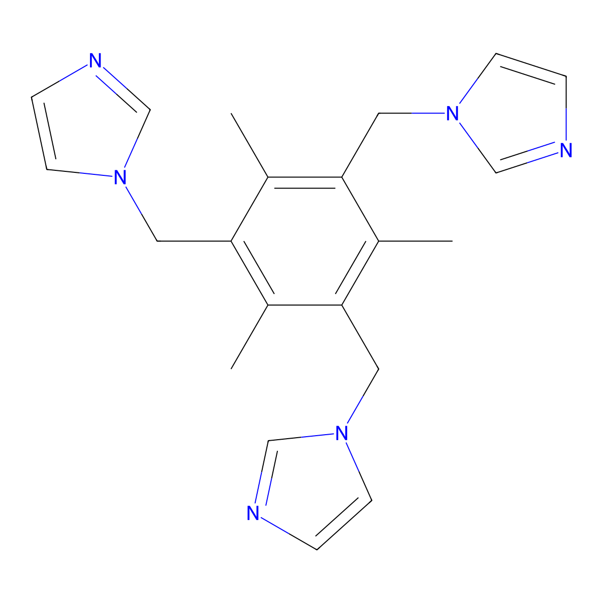 1,3,5-Tris(1-imidazolylmethyl)-2,4,6-trimethylbenzene molecular structure, CAS 220593-43-1