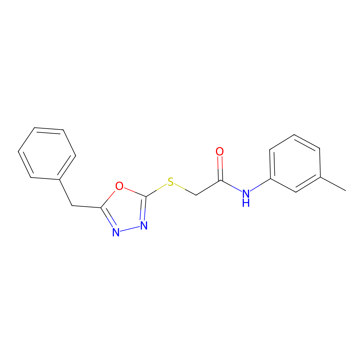 2-((5-Benzyl-1,3,4-oxadiazol-2-yl)thio)-N-(m-tolyl)acetamide molecular structure, CAS 220597-82-0