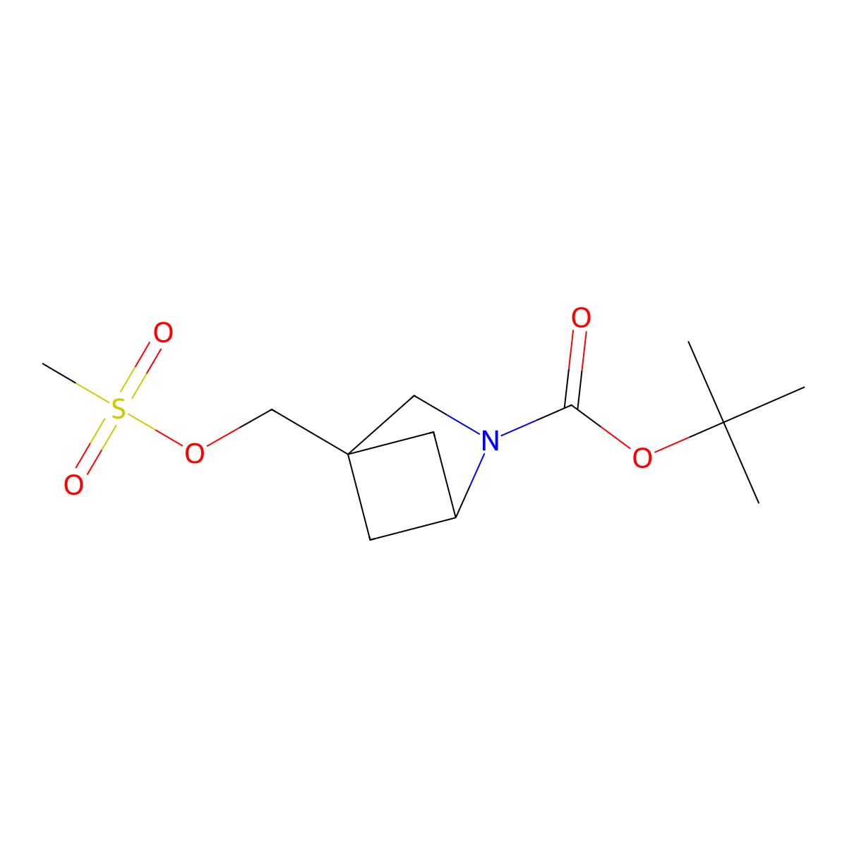 Tert-butyl 4-(methylsulfonyloxymethyl)-2-azabicyclo[2.1.1]hexane-2-carboxylate molecular structure, CAS 220598-36-7