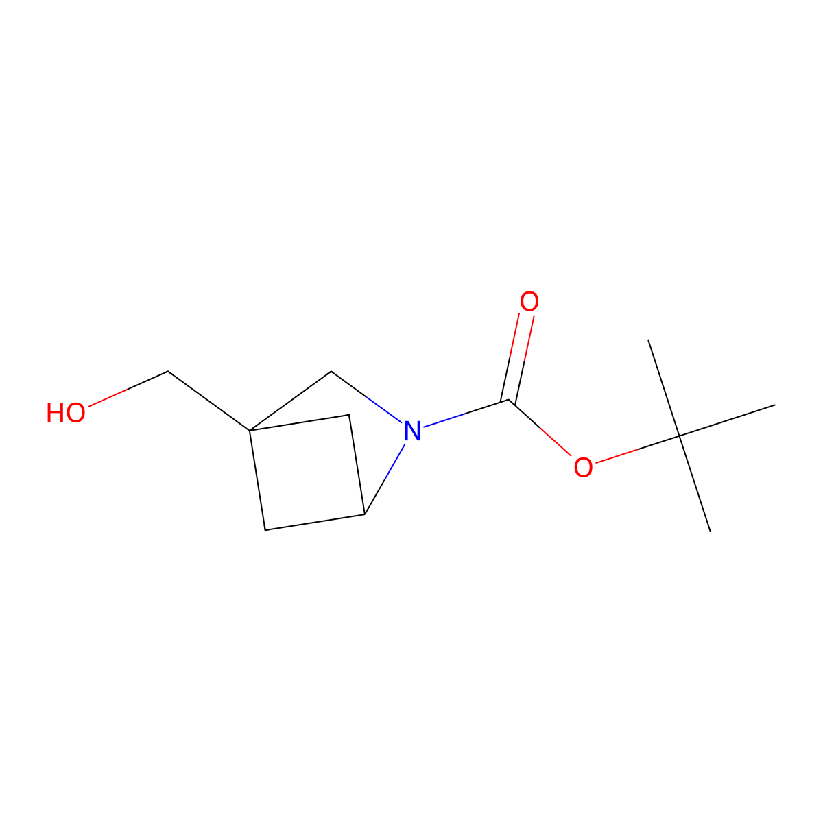 Tert-butyl 4-(hydroxymethyl)-2-azabicyclo[2.1.1]hexane-2-carboxylate molecular structure, CAS 220598-43-6