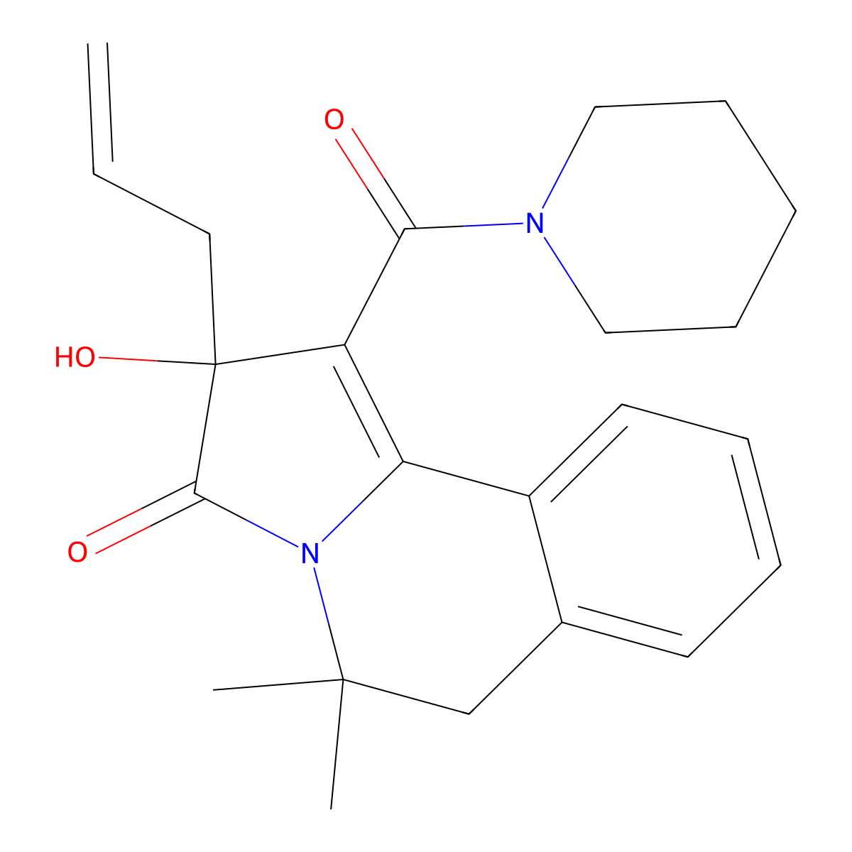2-hydroxy-5,5-dimethyl-1-(piperidine-1-carbonyl)-2-prop-2-enyl-6H-pyrrolo[2,1-a]isoquinolin-3-one molecular structure, CAS 220598-46-9