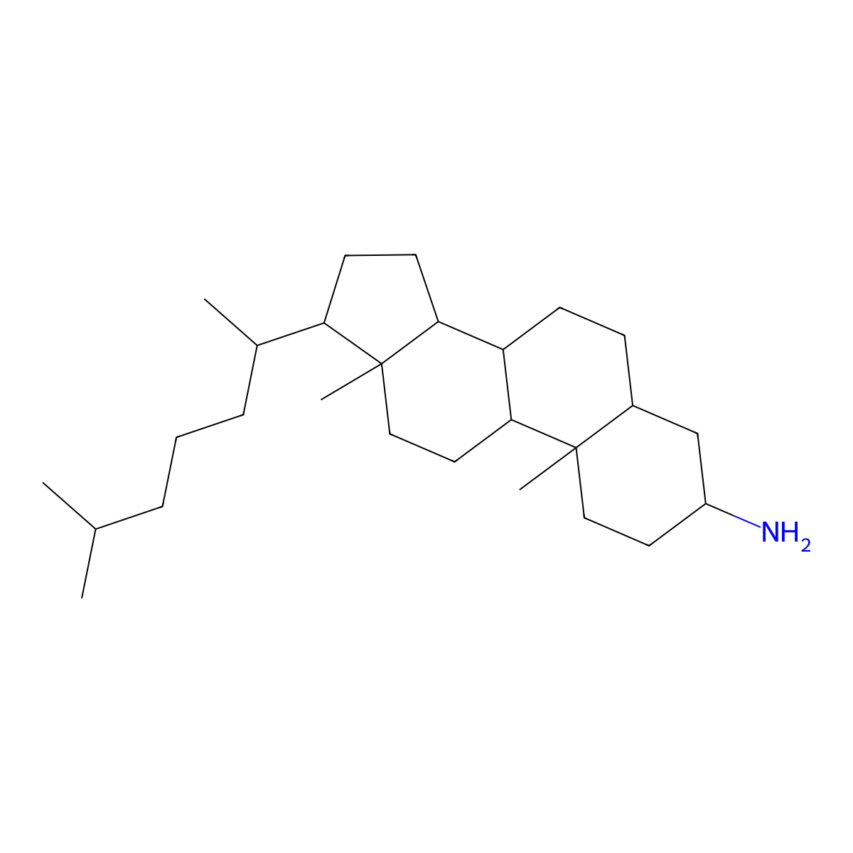 (3R,5S,8R,9S,10S,13R,14S,17R)-10,13-dimethyl-17-[(2R)-6-methylheptan-2-yl]-2,3,4,5,6,7,8,9,11,12,14,15,16,17-tetradecahydro-1H-cyclopenta[a]phenanthren-3-amine molecular structure, CAS 2206-20-4