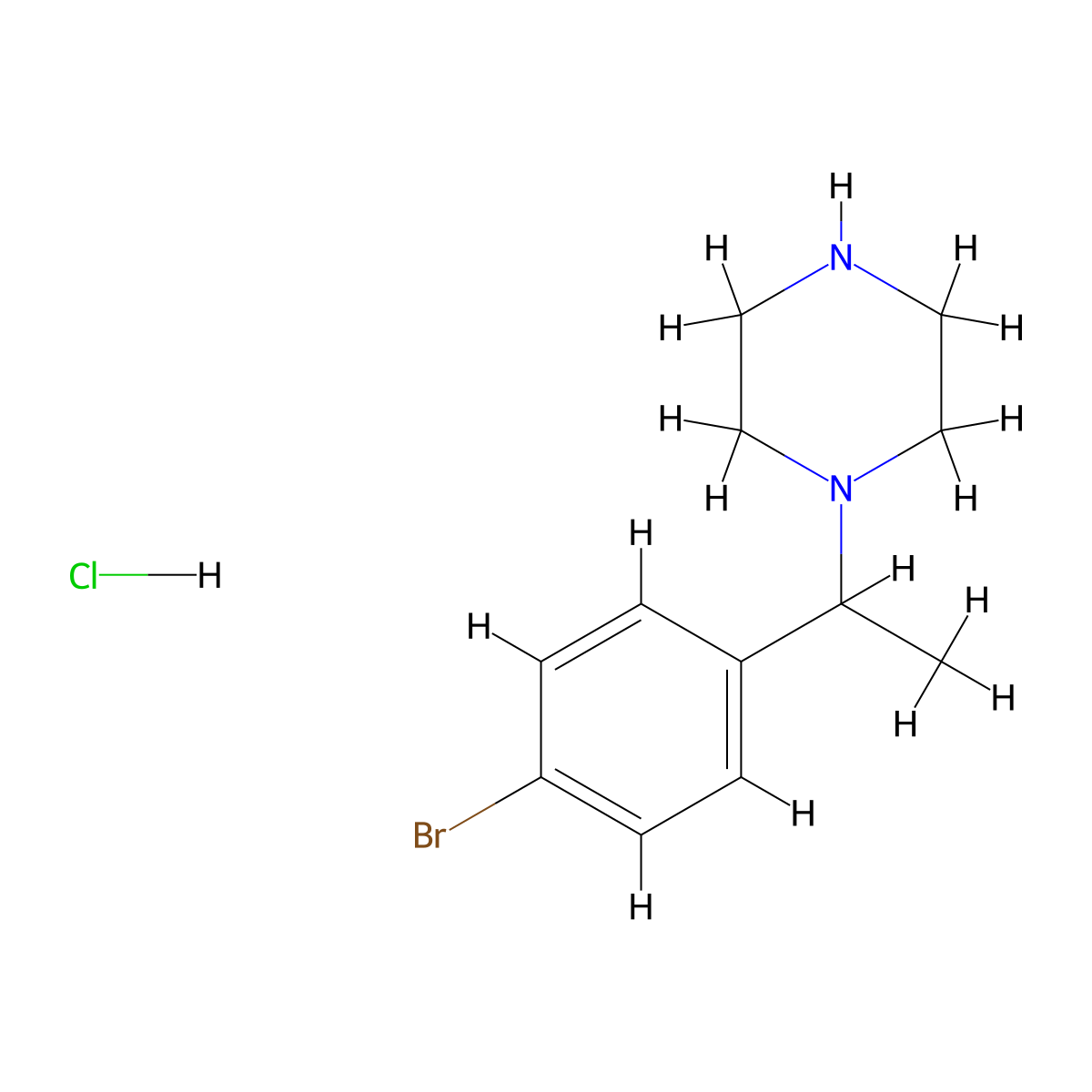 1-(1-(4-Bromophenyl)ethyl)piperazine hydrochloride molecular structure, CAS 2206067-70-9