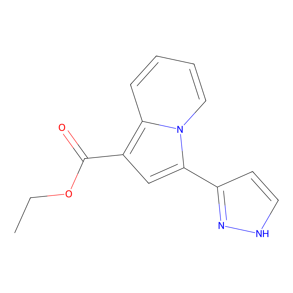 Ethyl 3-(1H-Pyrazol-3-Yl)Indolizine-1-Carboxylate molecular structure, CAS 2206113-51-9
