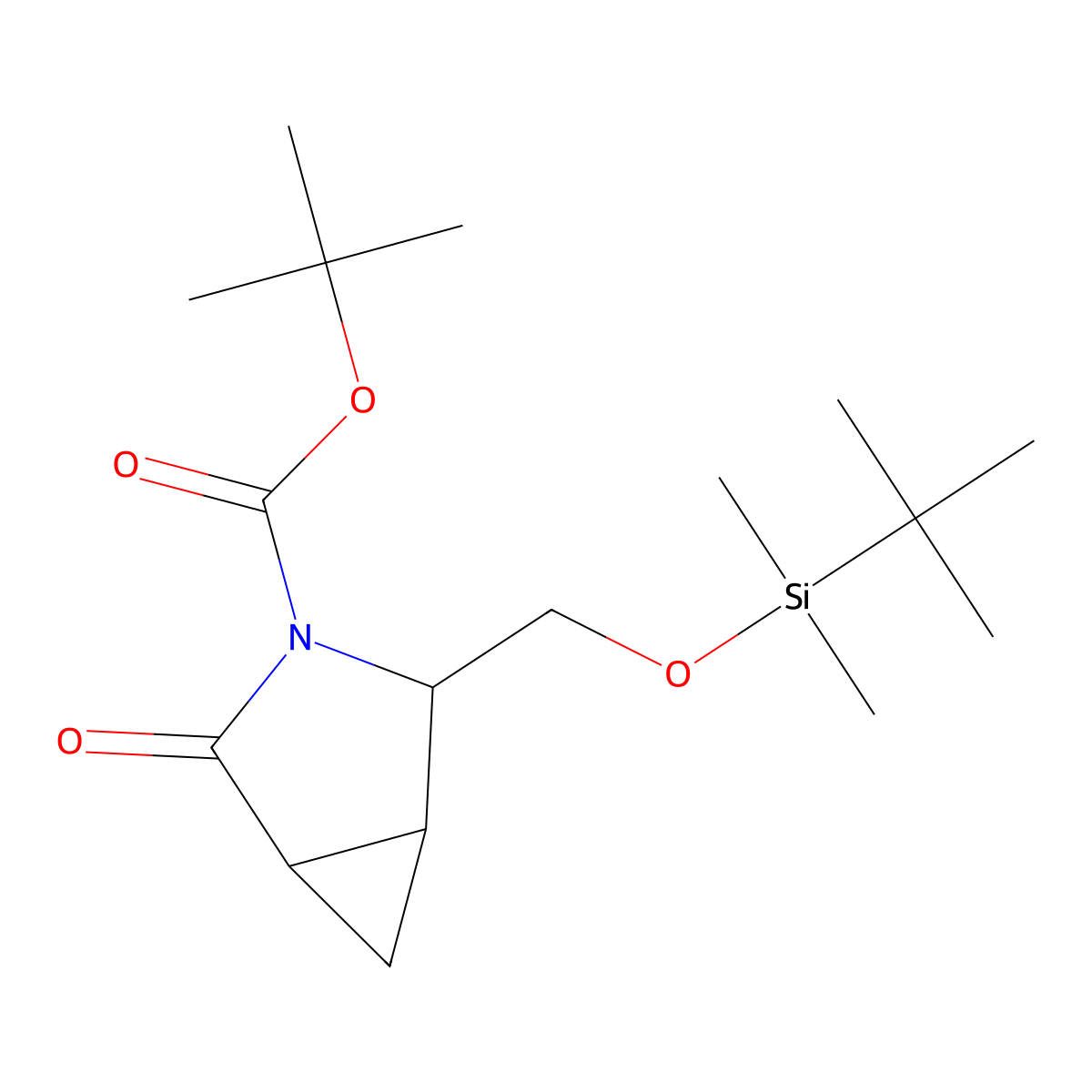 (1S,2S,5R)-3-Boc-2-[(tert-butyldimethylsilyloxy)methyl]-4-oxo-3-azabicyclo[3.1.0]hexane molecular structure, CAS 220623-07-4