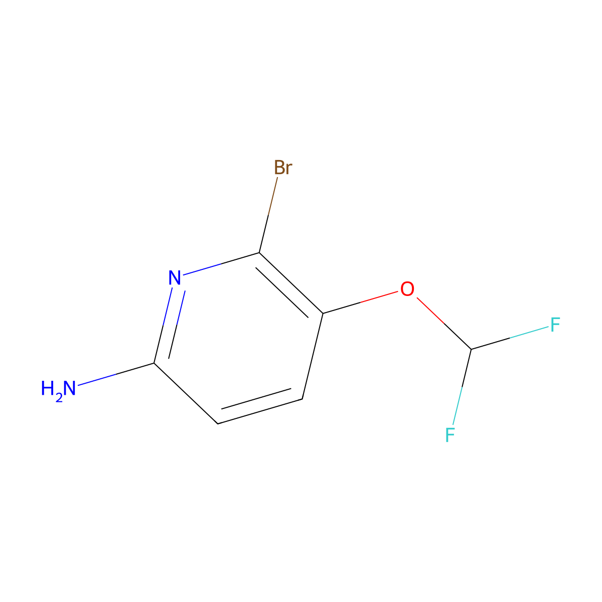 6-Bromo-5-(difluoromethoxy)pyridin-2-amine molecular structure, CAS 2206230-22-8