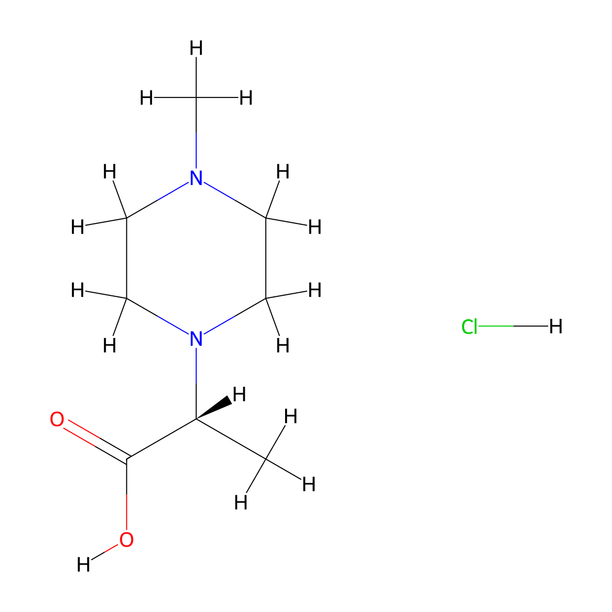 (R)-2-(4-methylpiperazin-1-yl)propanoic acid hydrochloride molecular structure, CAS 2206230-32-0
