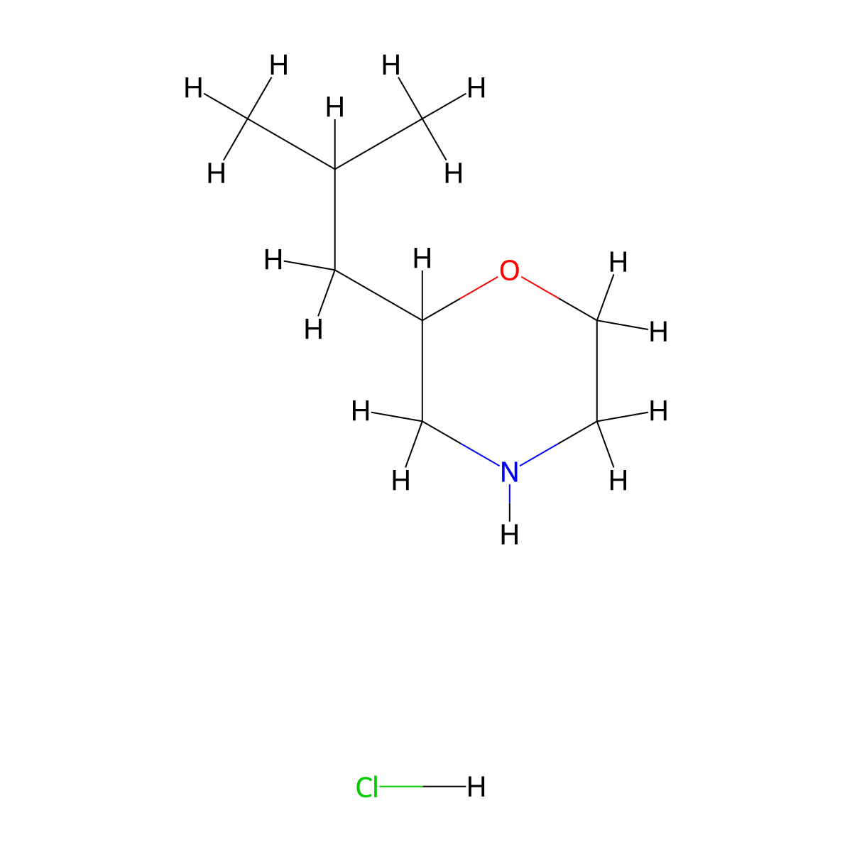 2-Isobutylmorpholine hydrochloride molecular structure, CAS 2206243-38-9