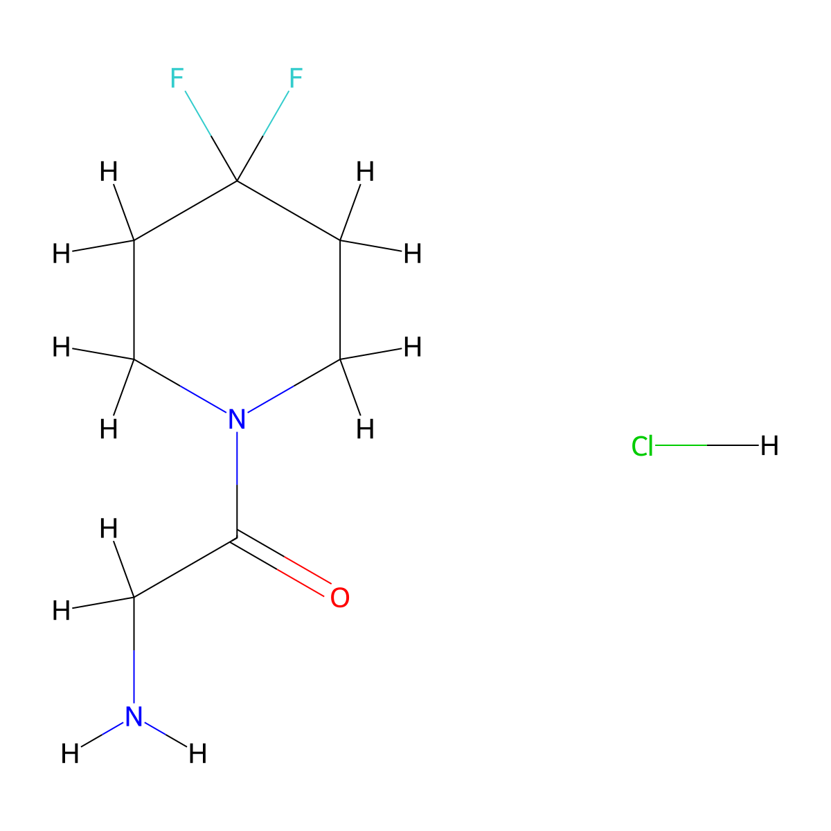 2-Amino-1-(4,4-difluoropiperidin-1-yl)-ethanone hydrochloride molecular structure, CAS 2206244-08-6