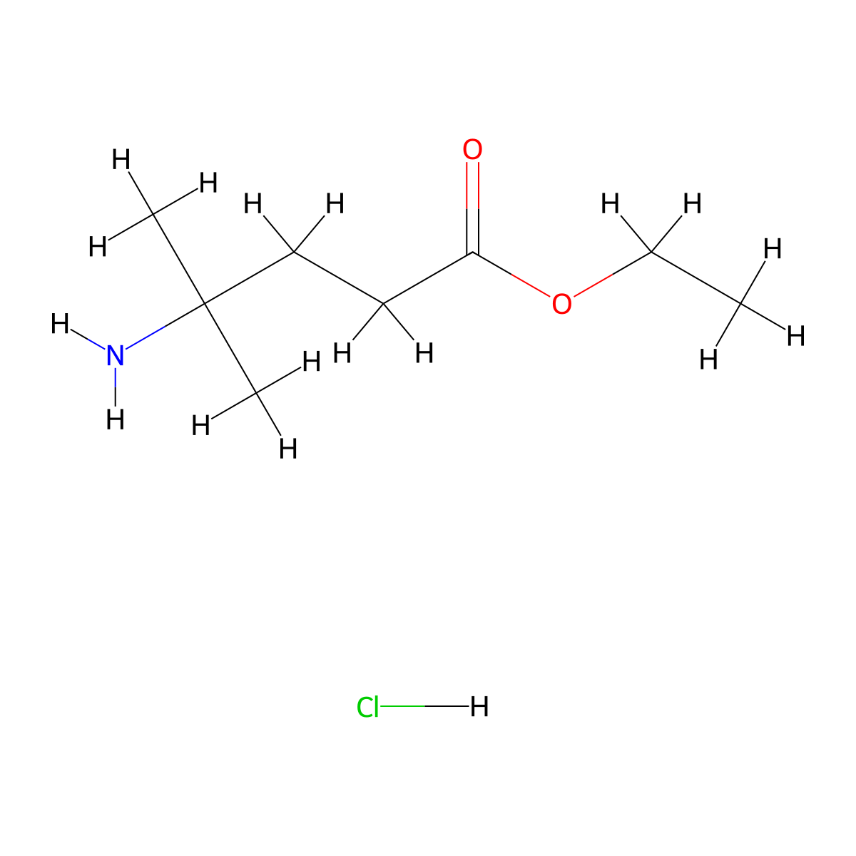 Ethyl 4-amino-4-methylpentanoate hydrochloride molecular structure, CAS 2206264-52-8