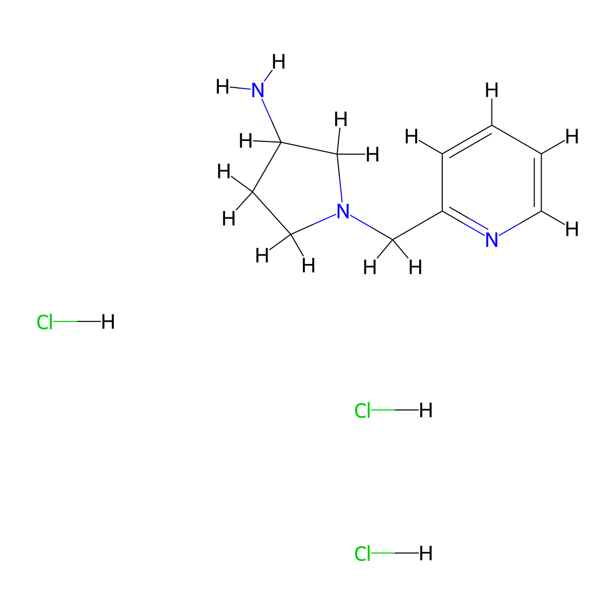 1-(2-Pyridinylmethyl)-3-pyrrolidinamine trihydrochloride molecular structure, CAS 2206265-38-3