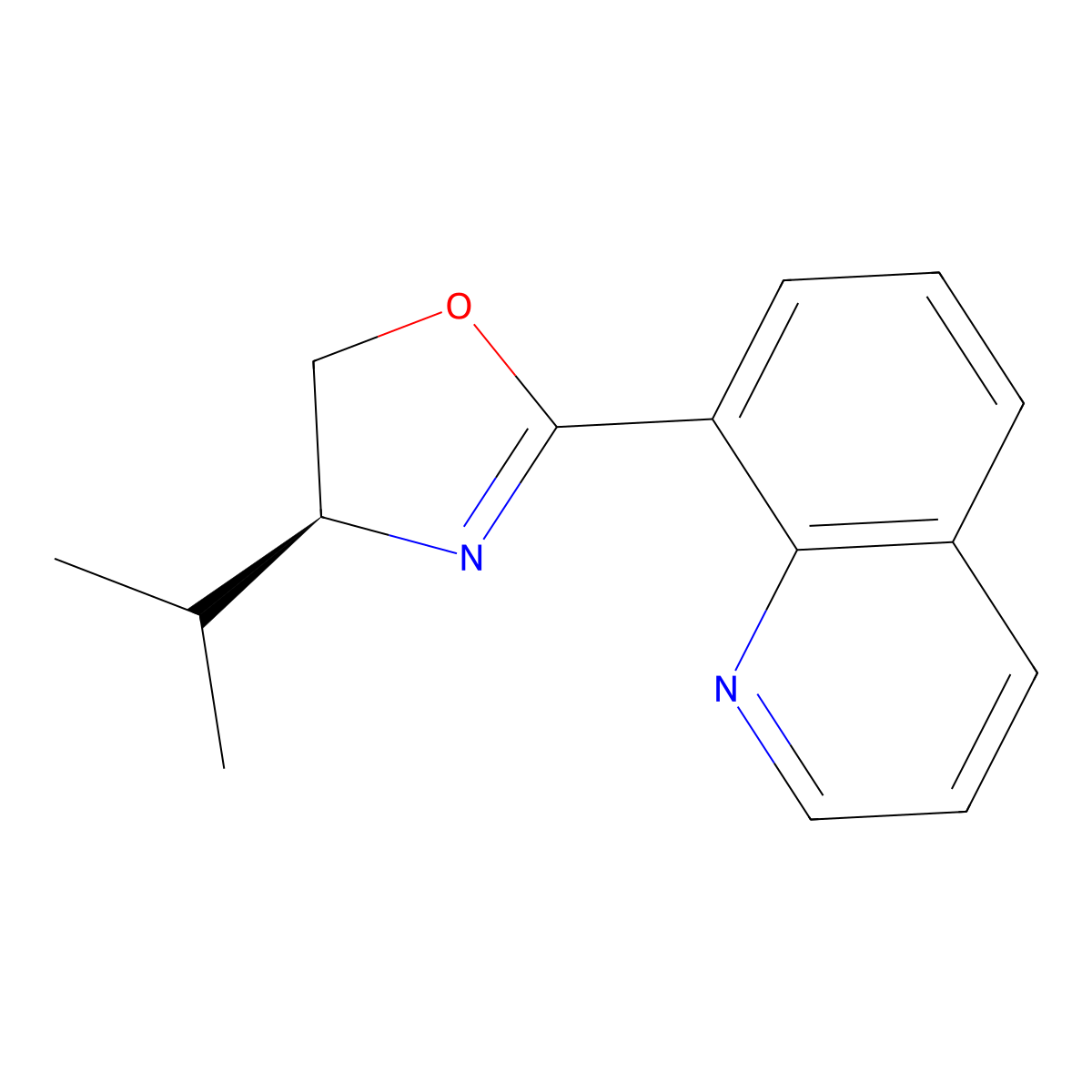 (S)-4-Isopropyl-2-(quinolin-8-yl)-4,5-dihydrooxazole molecular structure, CAS 220628-98-8