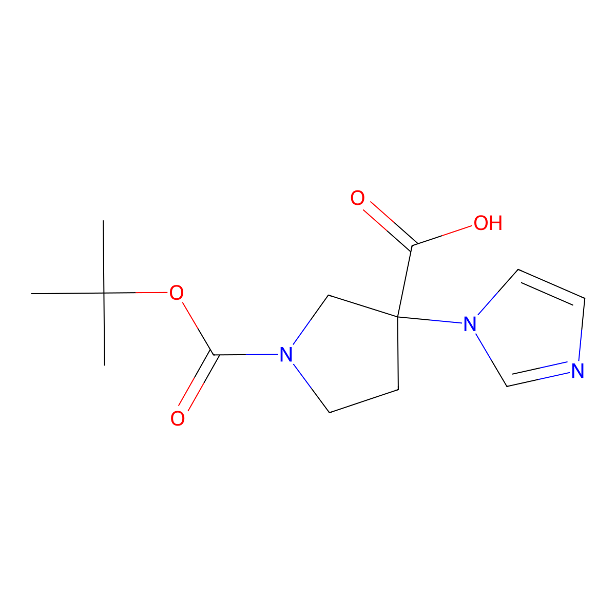 1-(Tert-butoxycarbonyl)-3-(1H-imidazol-1-YL)pyrrolidine-3-carboxylicacid molecular structure, CAS 2206296-75-3