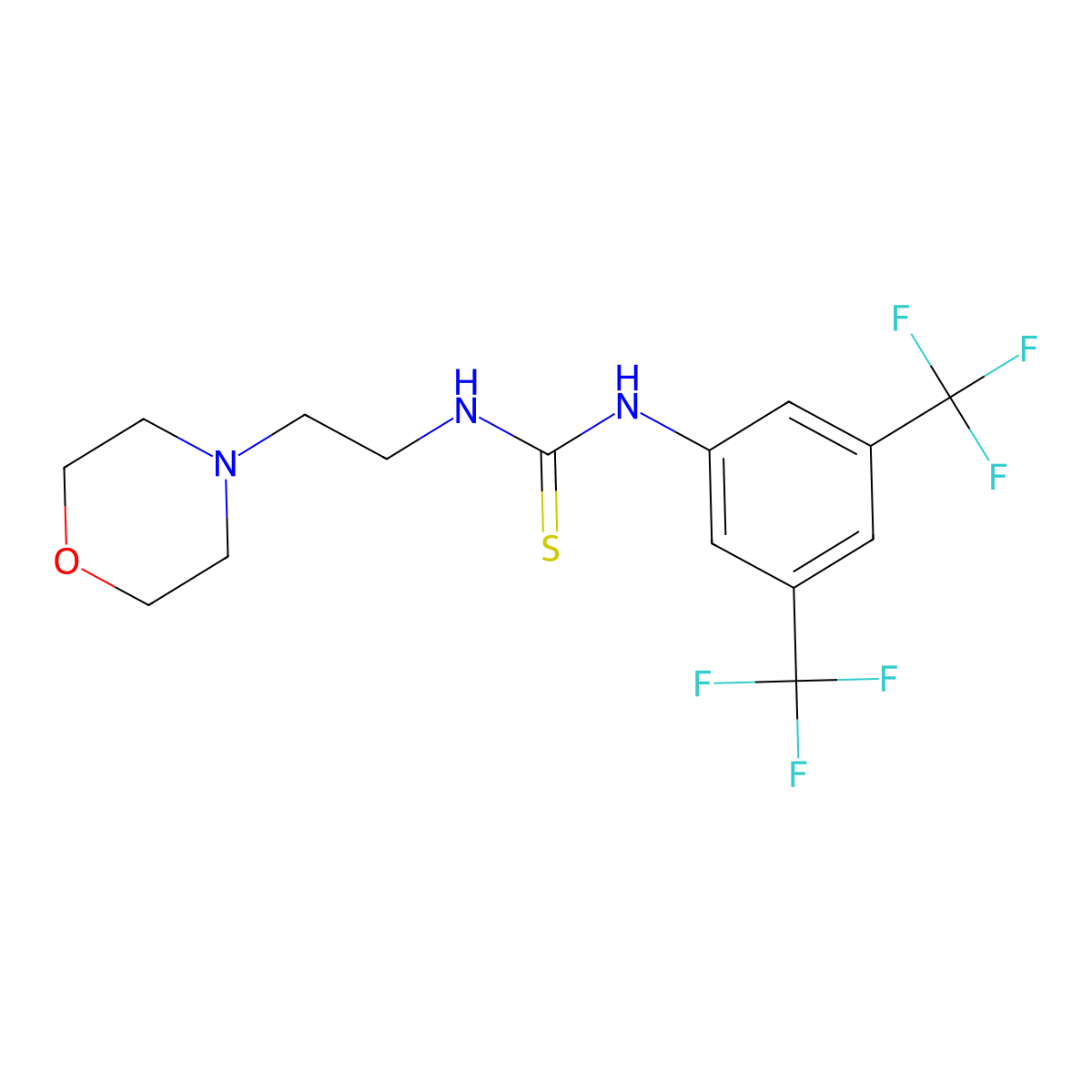 ((3,5-Bis(trifluoromethyl)phenyl)amino)((2-morpholin-4-ylethyl)amino)methane-1-thione molecular structure, CAS 220635-34-7