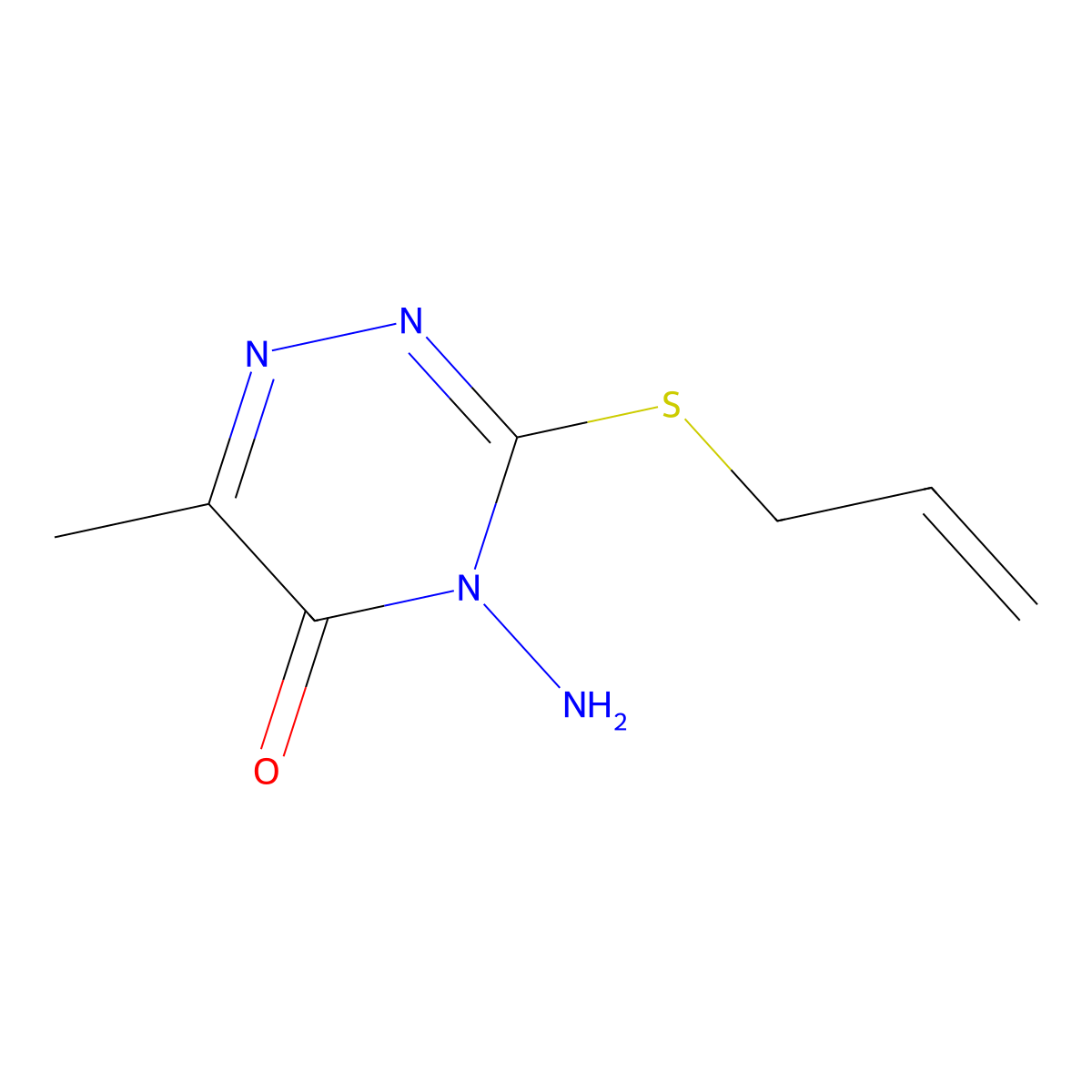 4-Amino-6-methyl-3-prop-2-enylsulfanyl-1,2,4-triazin-5-one molecular structure, CAS 220637-24-1