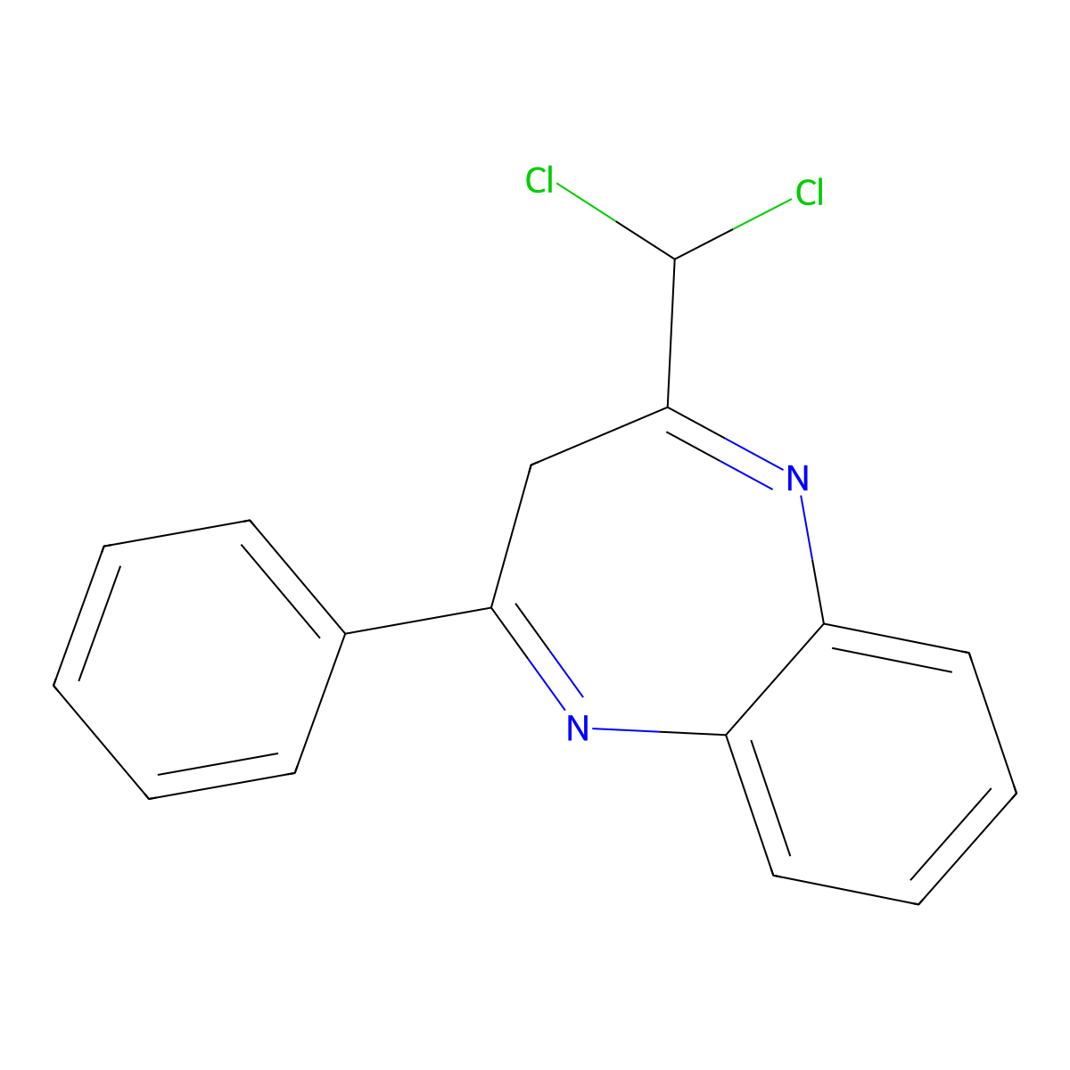 2-(dichloromethyl)-4-phenyl-3H-1,5-benzodiazepine molecular structure, CAS 220637-85-4