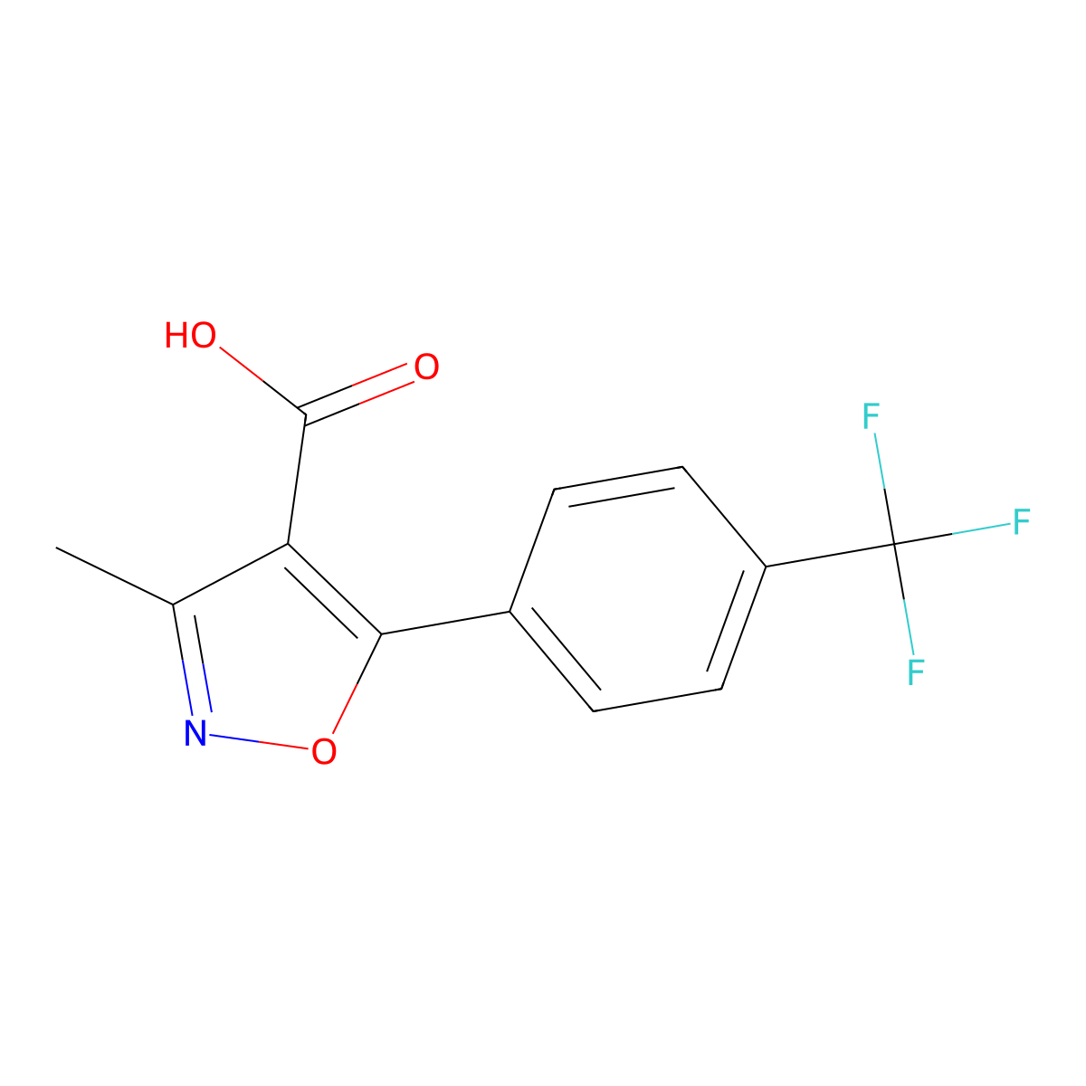 3-Methyl-5-(4-trifluoromethyl-phenyl)-isoxazole-4-carboxylic acid molecular structure, CAS 220652-98-2