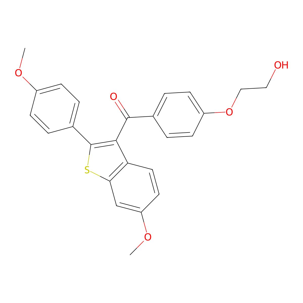 (4-(2-Hydroxyethoxy)phenyl)(6-methoxy-2-(4-methoxyphenyl)benzo[b]thiophen-3-yl)methanone molecular structure, CAS 220655-23-2