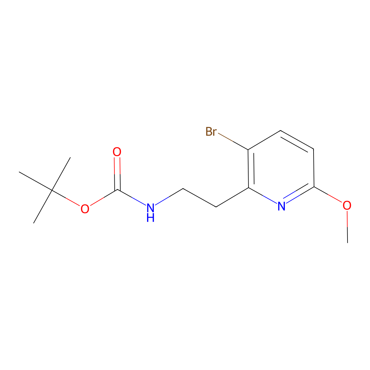 tert-Butyl (2-(3-bromo-6-methoxypyridin-2-yl)ethyl)carbamate molecular structure, CAS 2206567-70-4