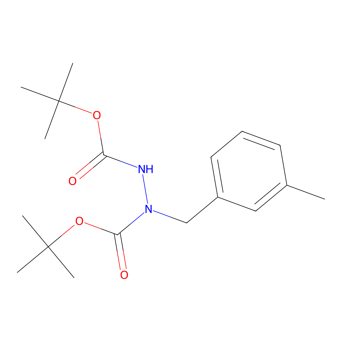 Di-tert-butyl 1-(3-methylbenzyl)hydrazine-1,2-dicarboxylate molecular structure, CAS 2206568-00-3
