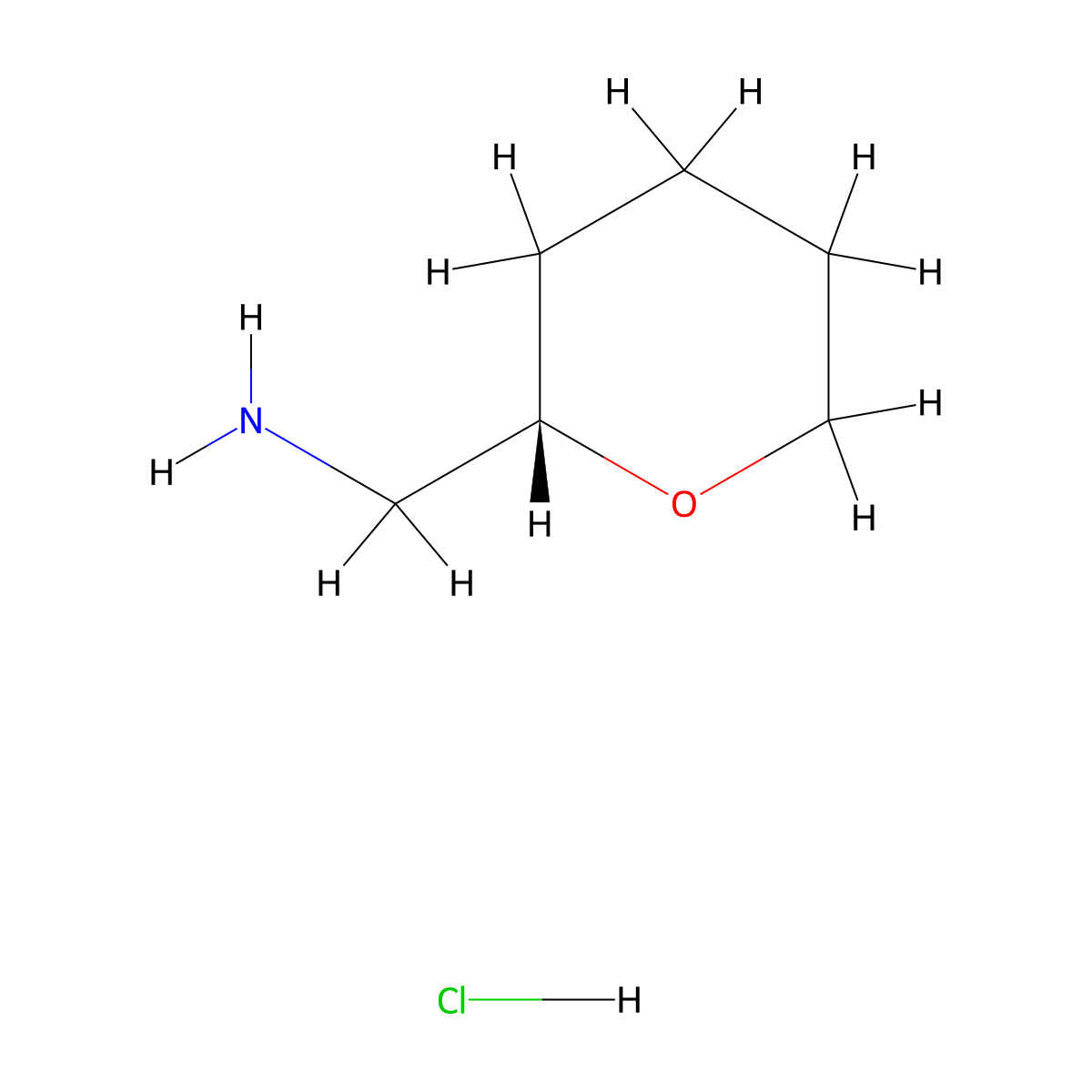 (S)-(tetrahydro-2H-pyran-2-yl)methanamine hydrochloride molecular structure, CAS 2206608-25-3