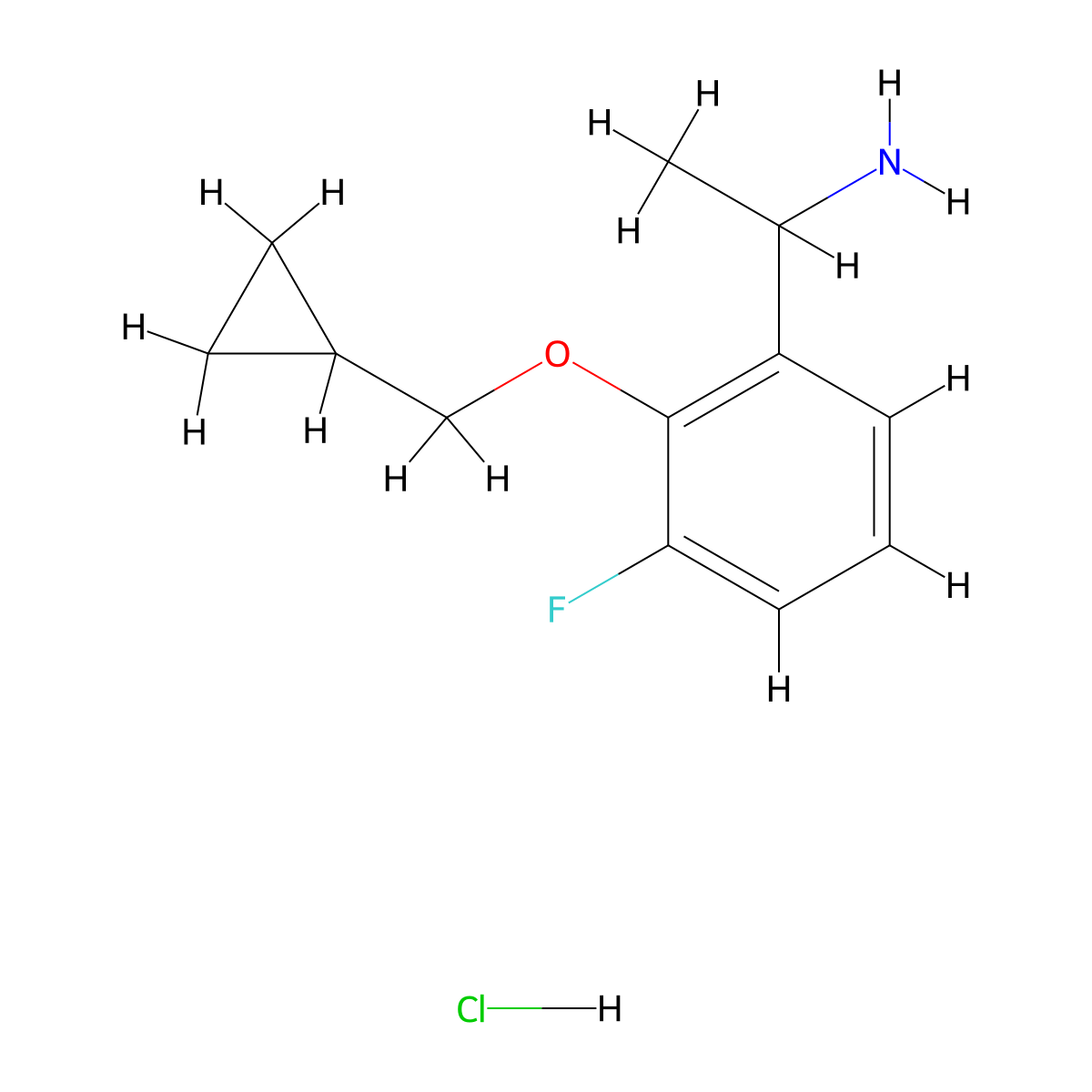 1-(2-Cyclopropylmethoxy-3-fluoro-phenyl)-ethylamine hydrochloride molecular structure, CAS 2206608-27-5