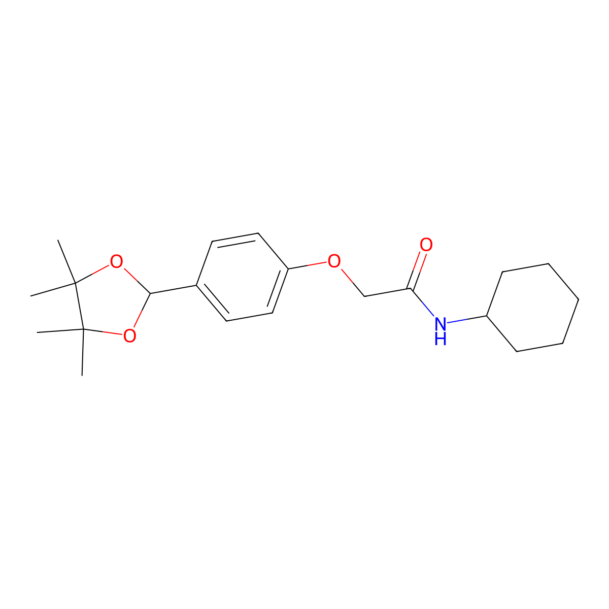 N-cyclohexyl-2-(4-(4,4,5,5-tetramethyl-1,3-dioxolan-2-yl)phenoxy)acetamide molecular structure, CAS 2206608-40-2