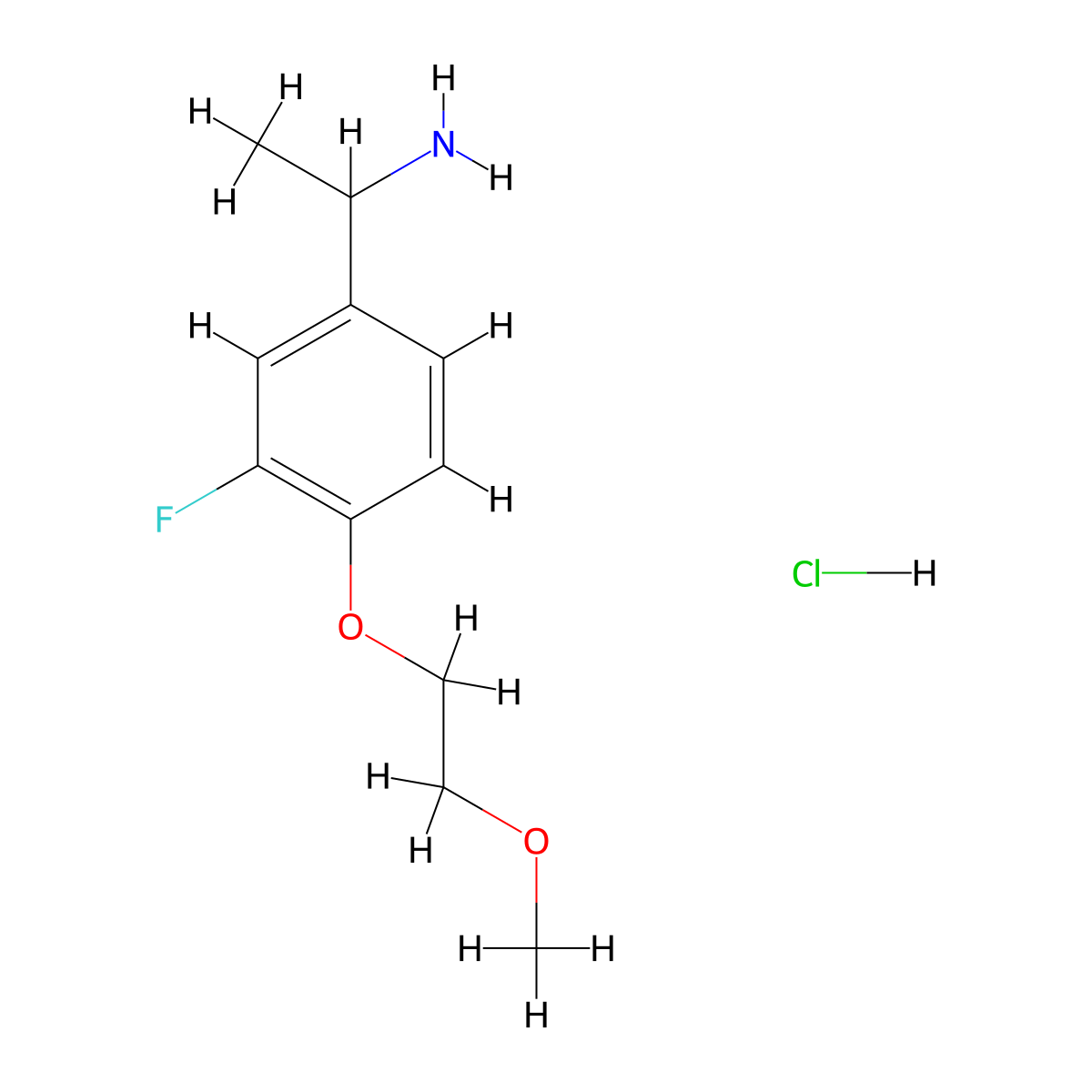 1-[3-Fluoro-4-(2-methoxy-ethoxy)-phenyl]-ethylamine hydrochloride molecular structure, CAS 2206608-49-1