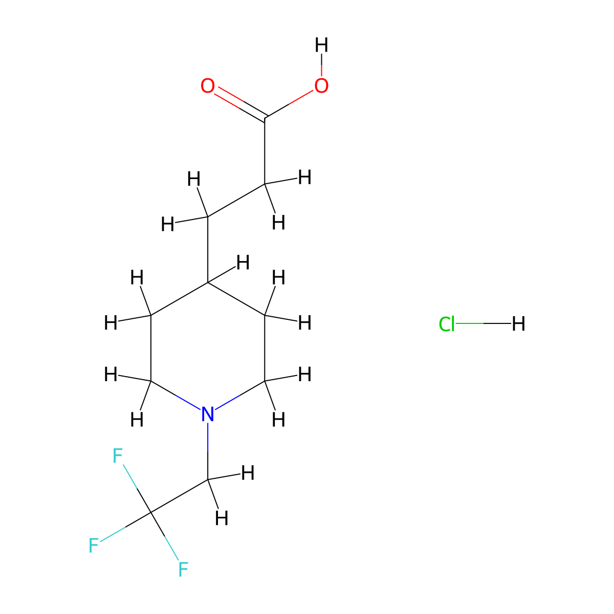 3-[1-(2,2,2-Trifluoro-ethyl)-piperidin-4-yl]-propionic acid hydrochloride molecular structure, CAS 2206608-91-3