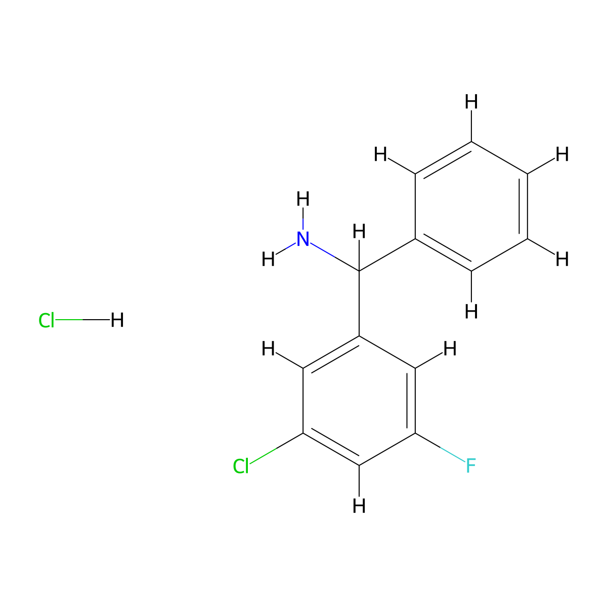(3-Chloro-5-fluorophenyl)(phenyl)methanamine hydrochloride molecular structure, CAS 2206609-06-3