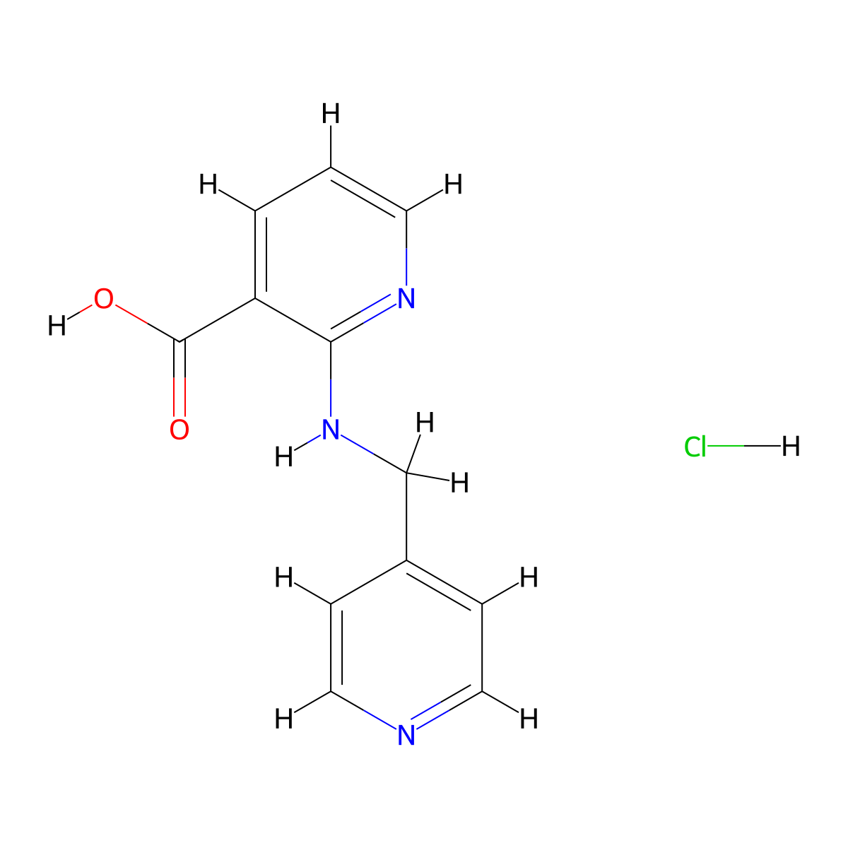 2-((Pyridin-4-ylmethyl)amino)nicotinic acid hcl molecular structure, CAS 2206609-84-7
