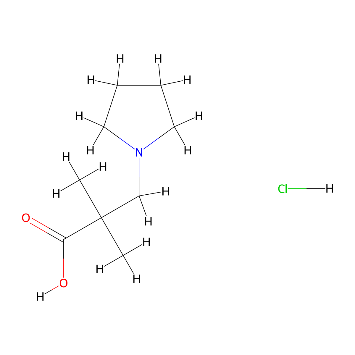 2,2-Dimethyl-3-(pyrrolidin-1-yl)propanoic acid hydrochloride molecular structure, CAS 2206610-48-0