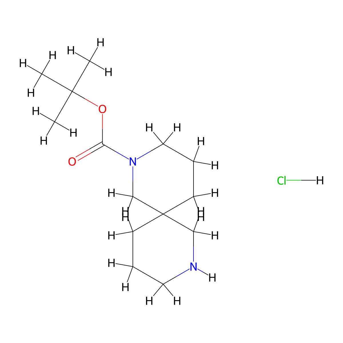 Tert-butyl 2,8-diazaspiro[5.5]undecane-2-carboxylate hydrochloride molecular structure, CAS 2206610-49-1