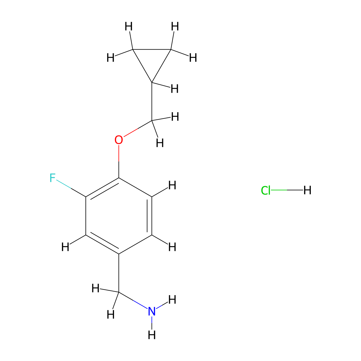4-Cyclopropylmethoxy-3-fluoro-benzylamine hydrochloride molecular structure, CAS 2206610-59-3