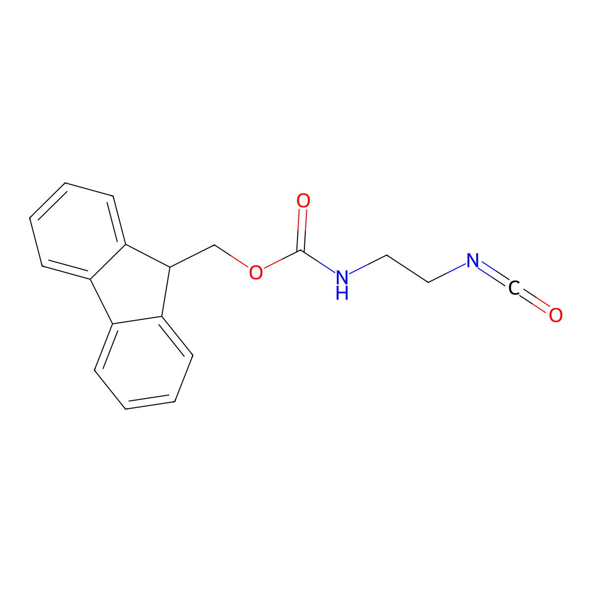 (9H-fluoren-9-yl)methyl (2-isocyanatoethyl)carbamate molecular structure, CAS 220662-55-5