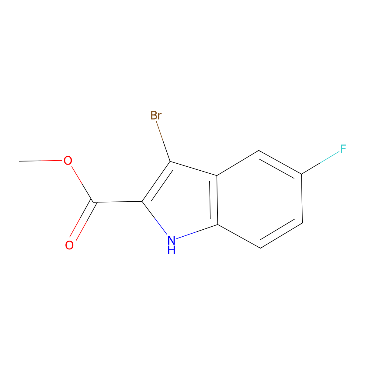 methyl 3-bromo-5-fluoro-1H-indole-2-carboxylate molecular structure, CAS 220664-30-2