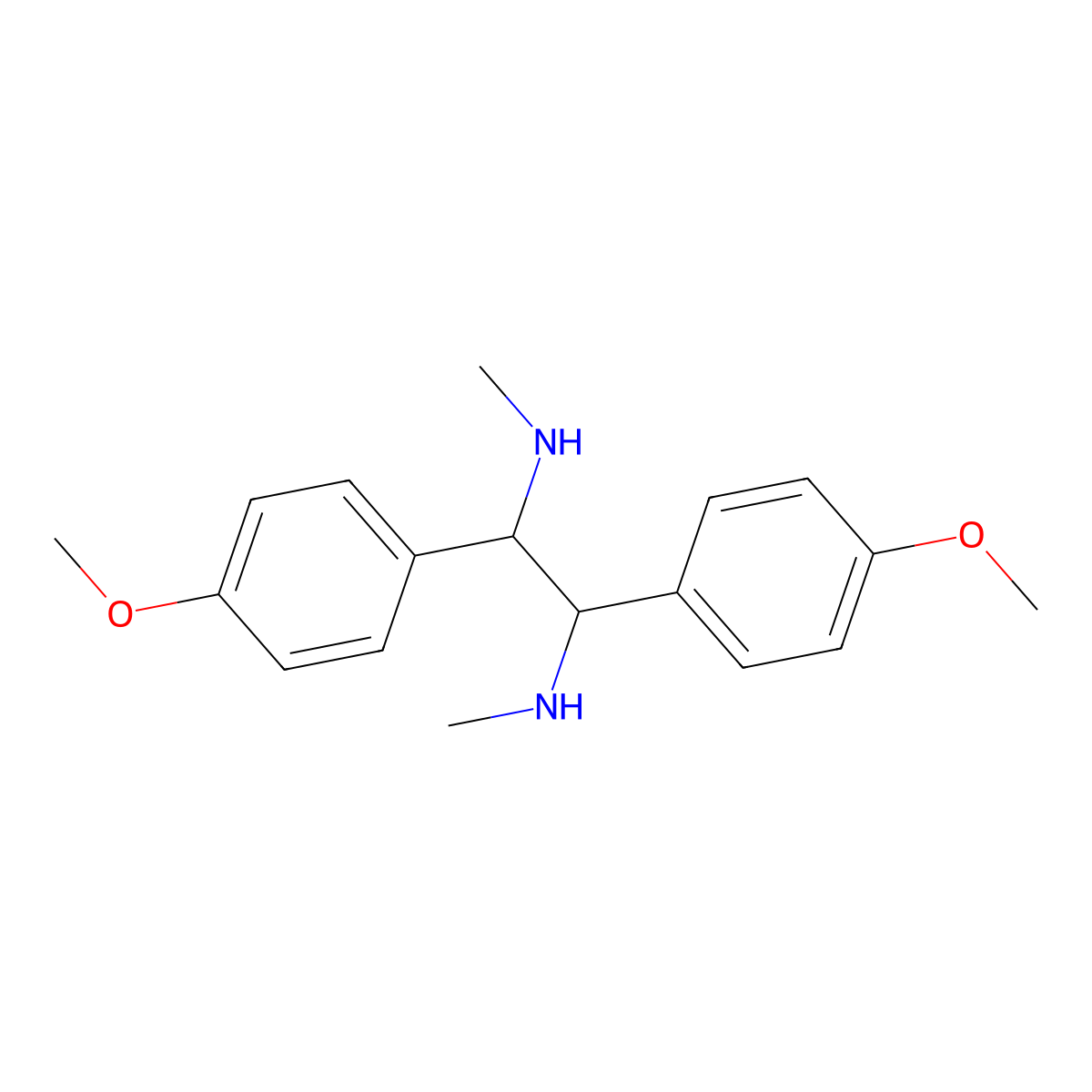 (1R,2R)-1,2-Bis(4-methoxyphenyl)-N1,N2-dimethylethane-1,2-diamine molecular structure, CAS 220665-48-5