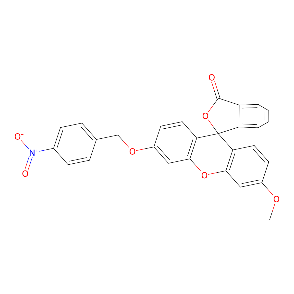 3'-methoxy-6'-[(4-nitrophenyl)methoxy]-spiro[isobenzofuran-1(3H),9'-[9H]xanthen]-3-one molecular structure, CAS 2206677-06-5