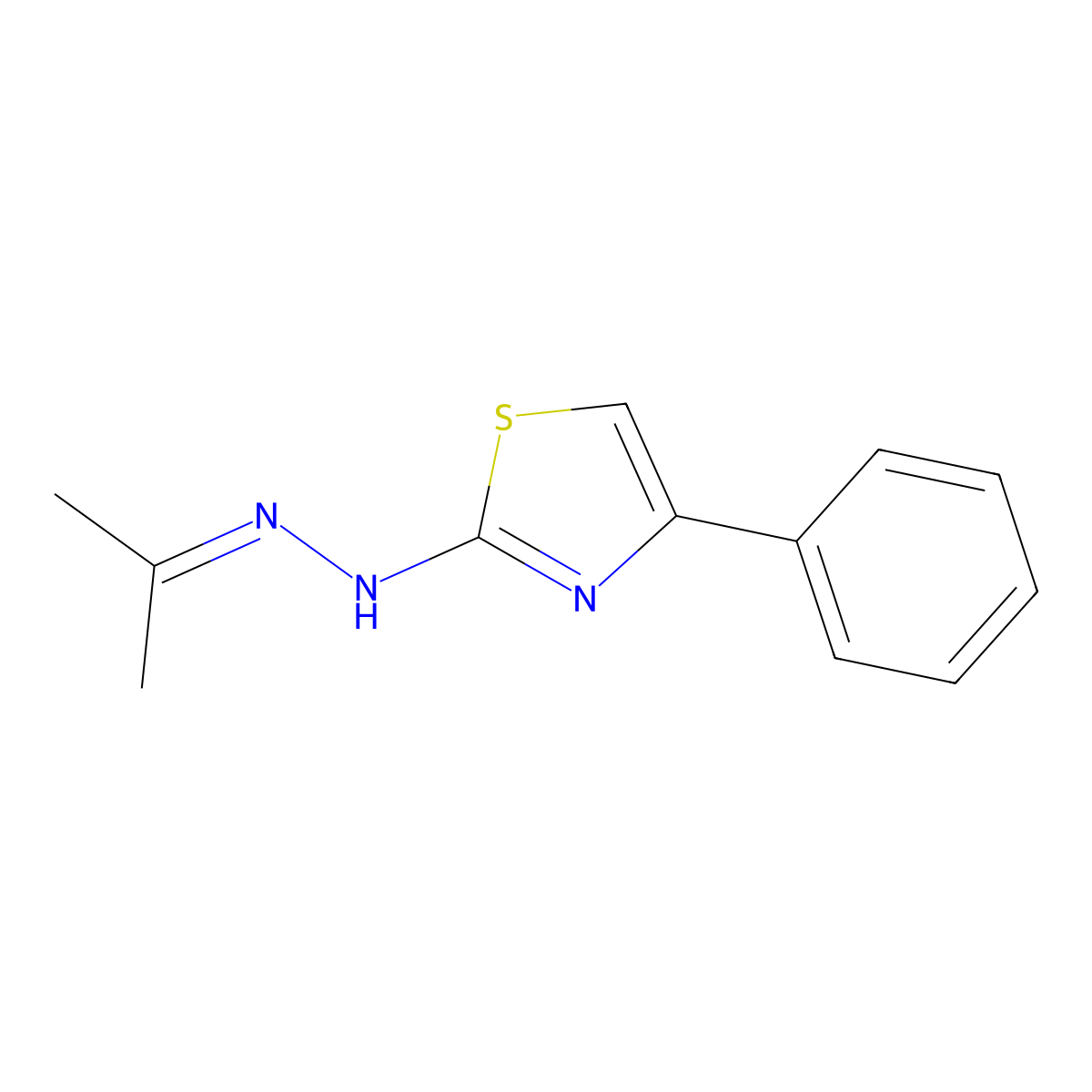 1-(4-Phenylthiazol-2-yl)-2-(propan-2-ylidene)hydrazine molecular structure, CAS 22067-26-1