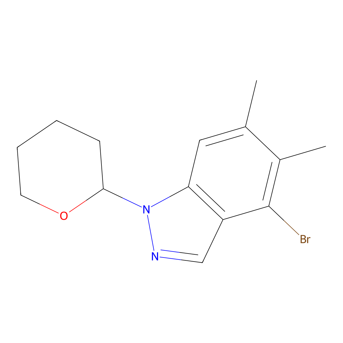 4-Bromo-5,6-dimethyl-1-(tetrahydro-2H-pyran-2-yl)-1H-indazole molecular structure, CAS 2206742-48-3