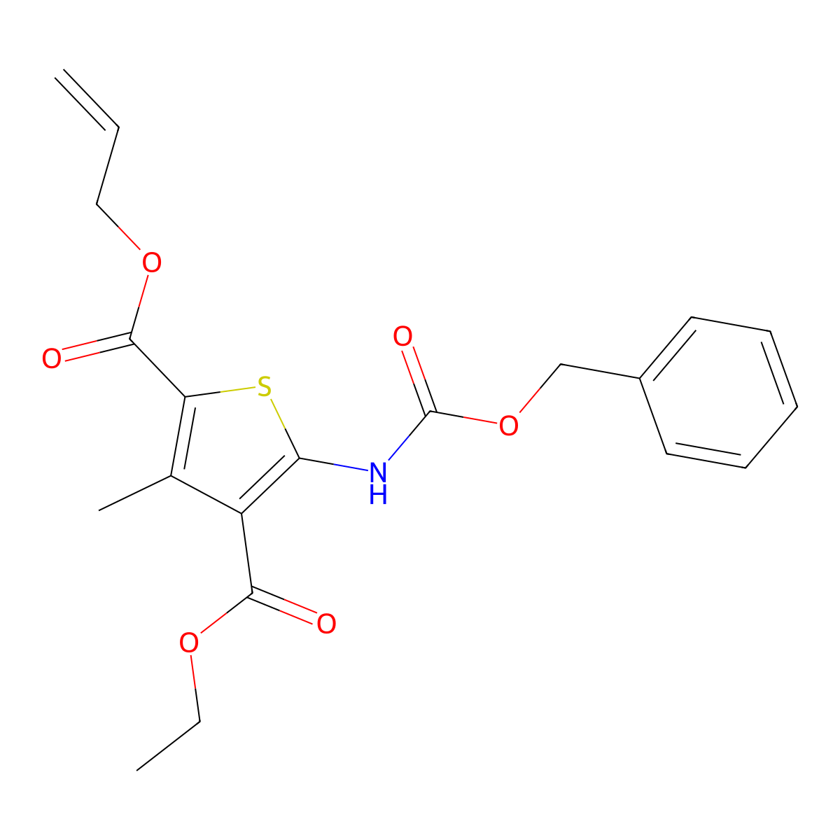 4-Ethyl 2-prop-2-en-1-yl 5-{[(benzyloxy)carbonyl]amino}-3-methylthiophene-2,4-dicarboxylate molecular structure, CAS 2206755-44-2