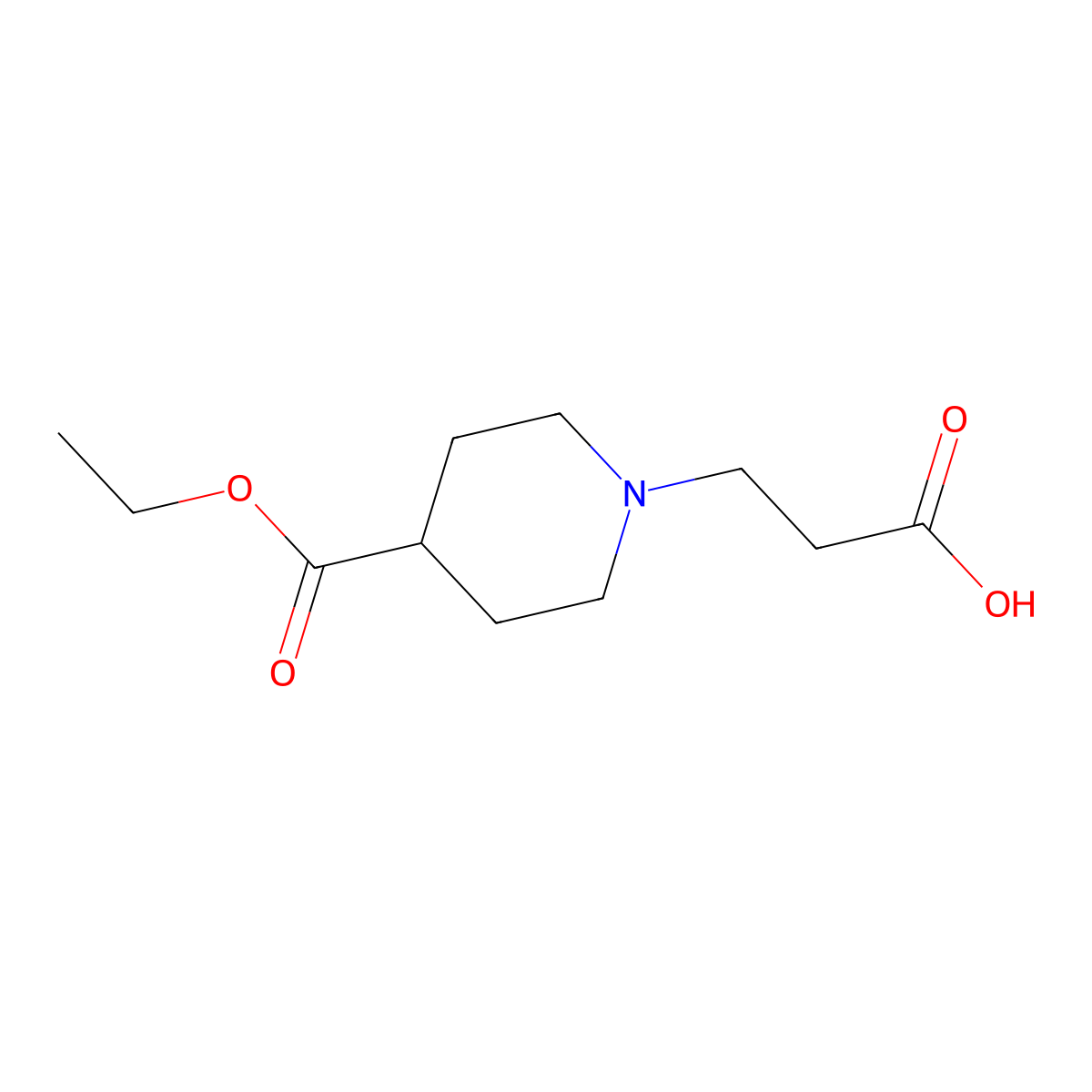 3-[4-(Ethoxycarbonyl)piperidin-1-yl]propanoic acid molecular structure, CAS 220676-64-2