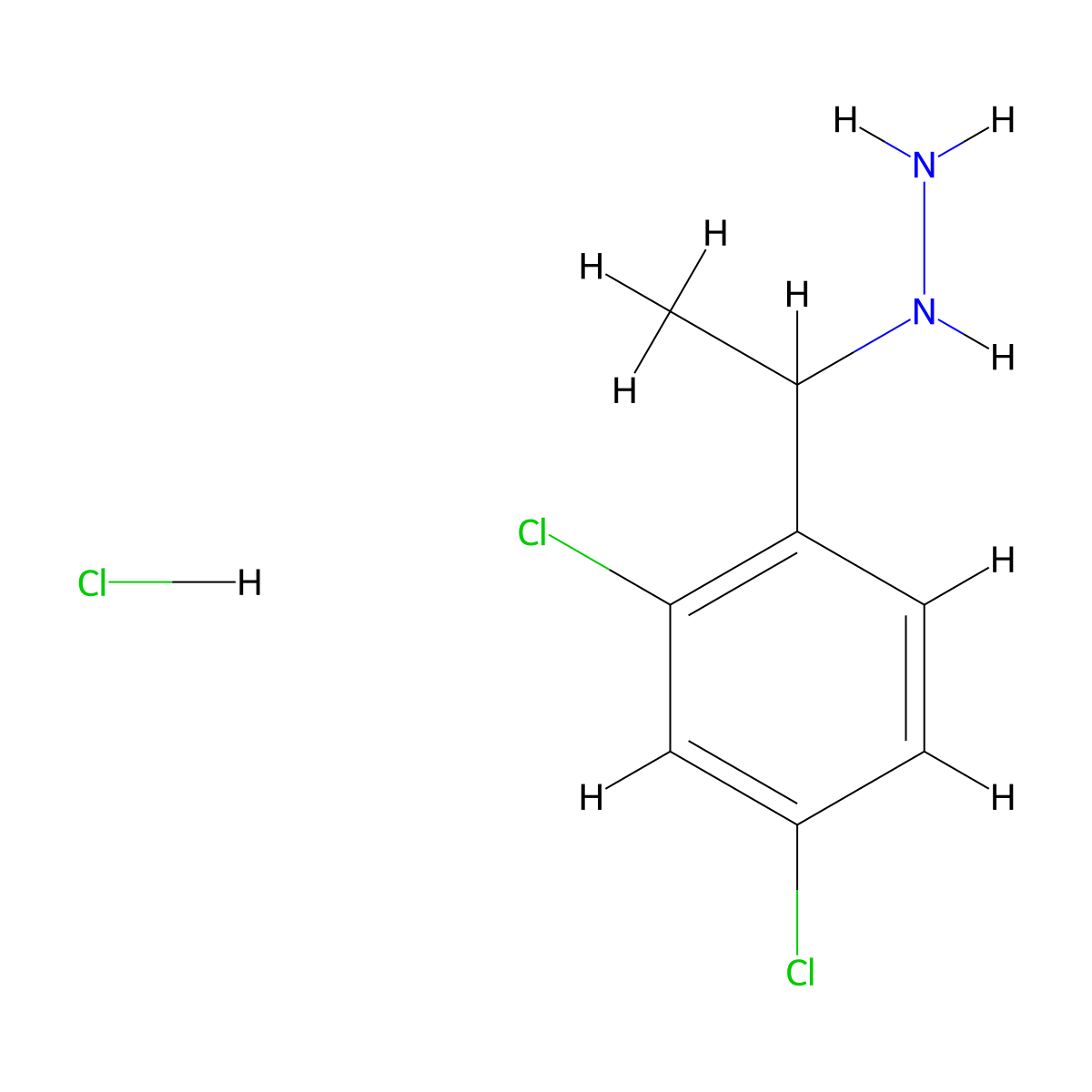1-(2,4-Dichlorophenyl)ethylhydrazine;hydrochloride molecular structure, CAS 2206786-28-7