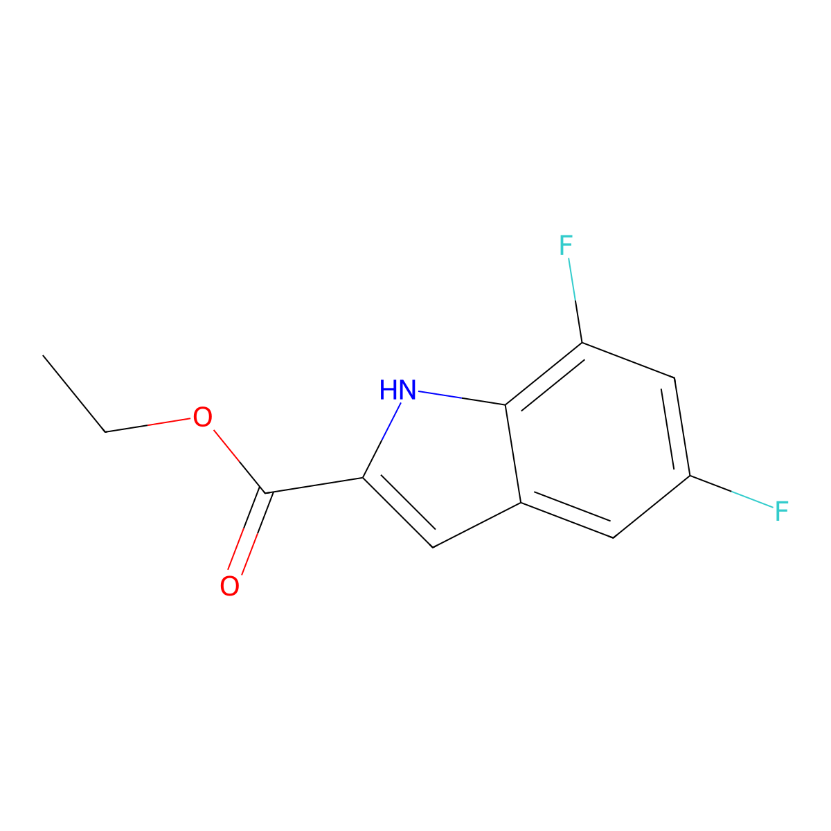 Ethyl 5,7-difluoro-1H-indole-2-carboxylate molecular structure, CAS 220679-10-7