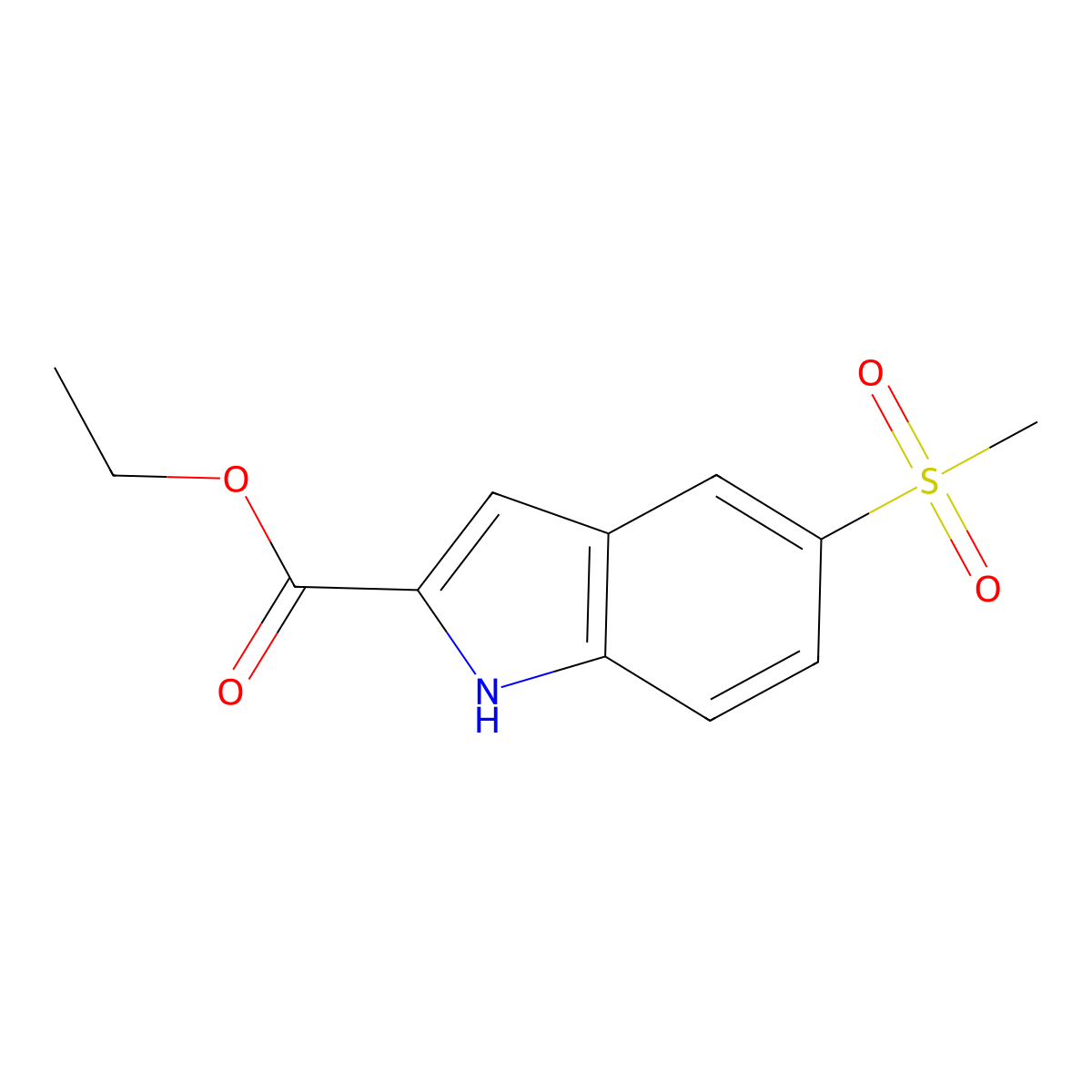 Ethyl 5-(methylsulfonyl)-1H-indole-2-carboxylate molecular structure, CAS 220679-12-9