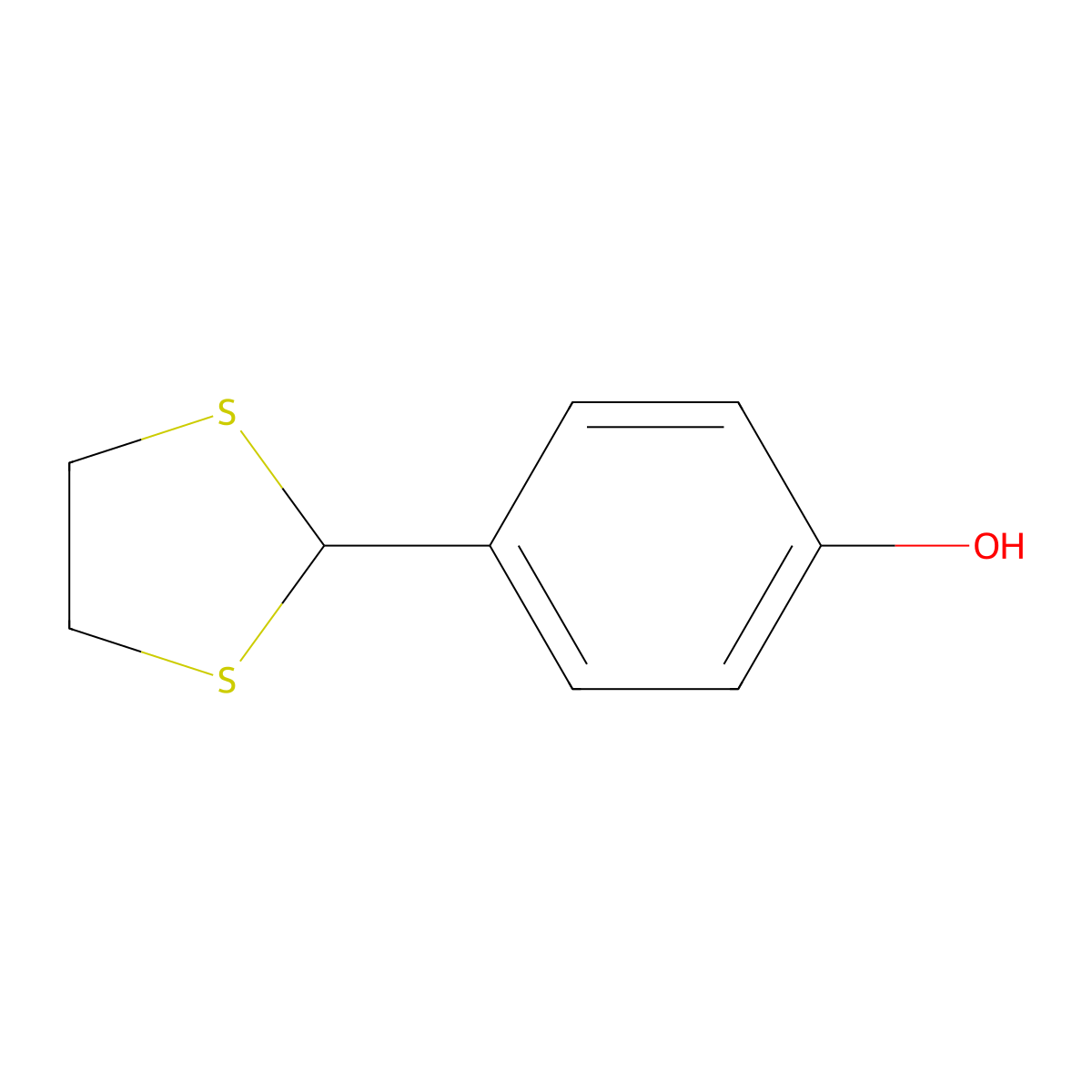 2-(4-Hydroxyphenyl)-1,3-dithiolane molecular structure, CAS 22068-49-1