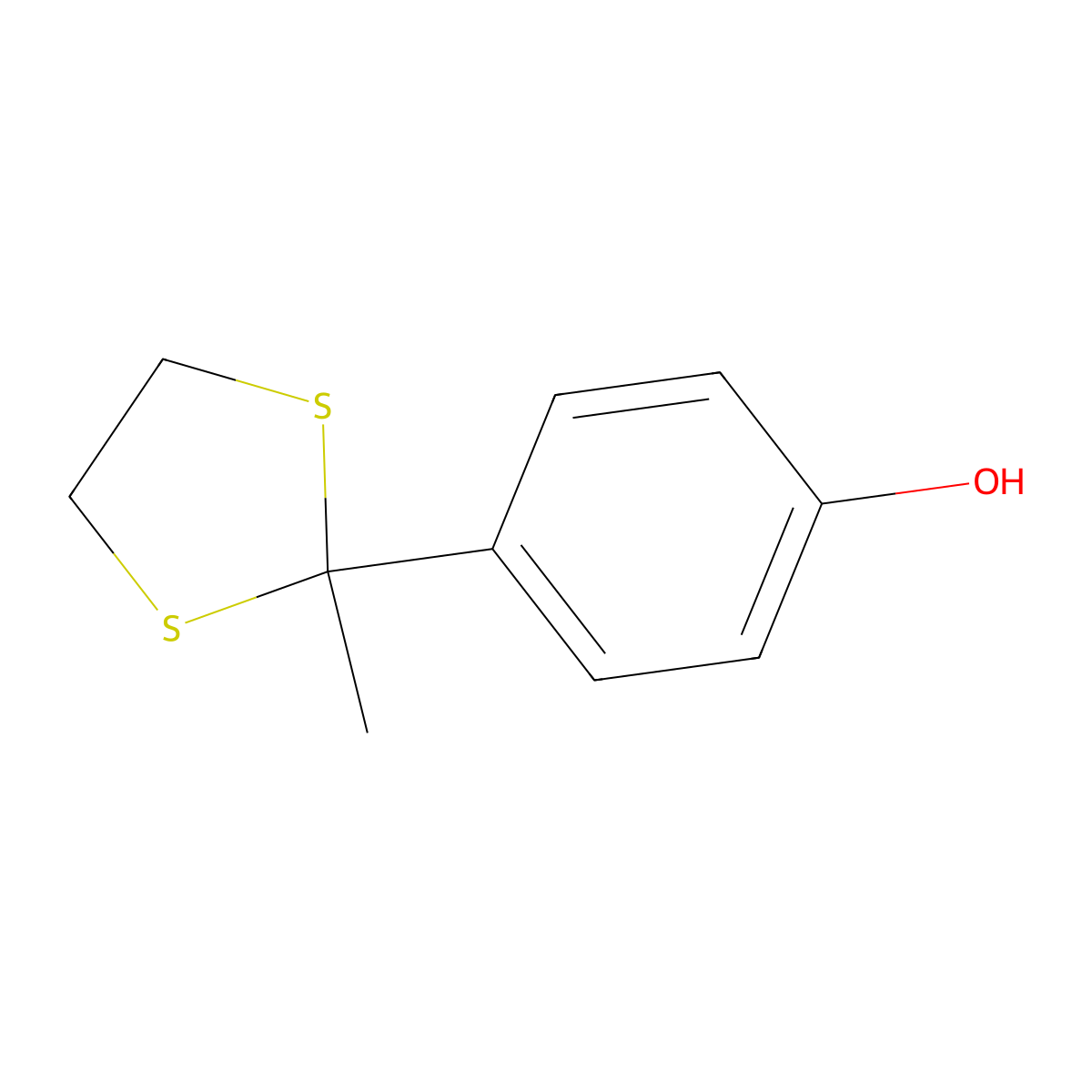 Phenol, p-(2-methyl-1,3-dithiolan-2-yl)- molecular structure, CAS 22068-57-1