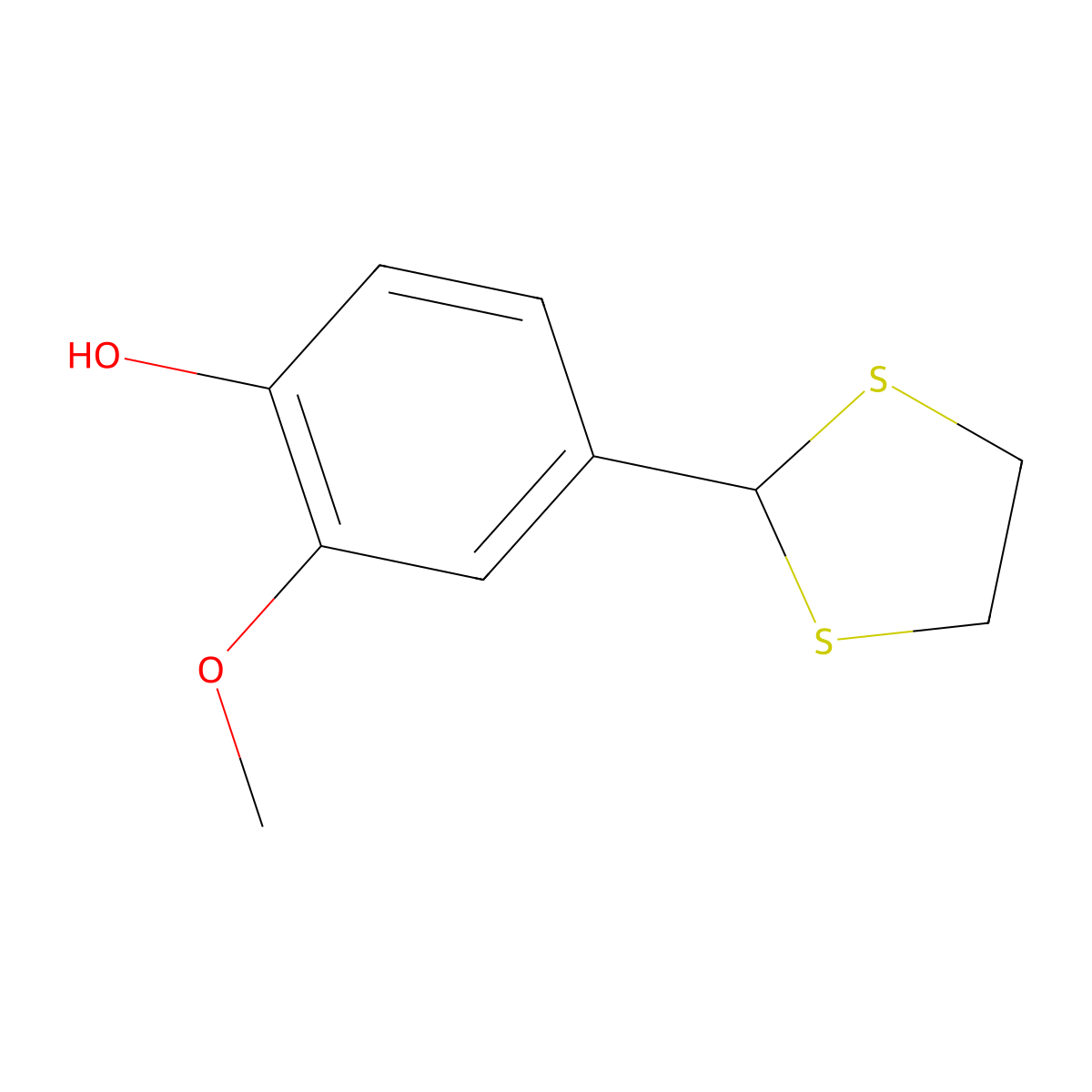 4-(1,3-Dithiolan-2-yl)-2-methoxyphenol molecular structure, CAS 22068-62-8