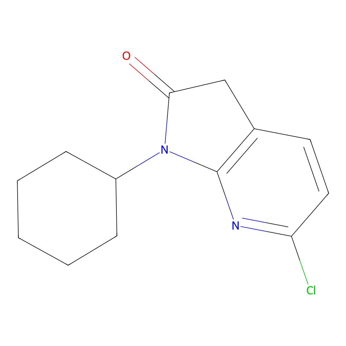6-Chloro-1-cyclohexyl-1H-pyrrolo[2,3-B]pyridin-2(3H)-one molecular structure, CAS 2206813-80-9